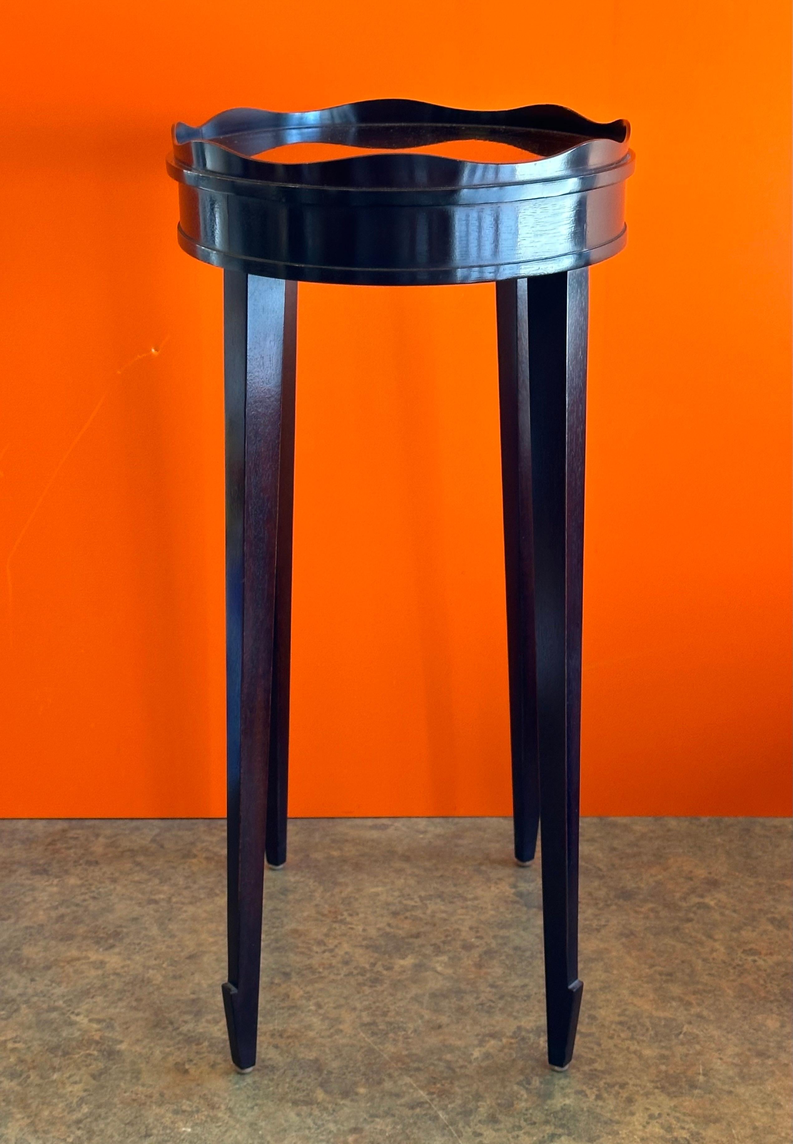 American Petite Black Lacquered Oval Gallery Edge Side Table by Barbara Barry for Baker