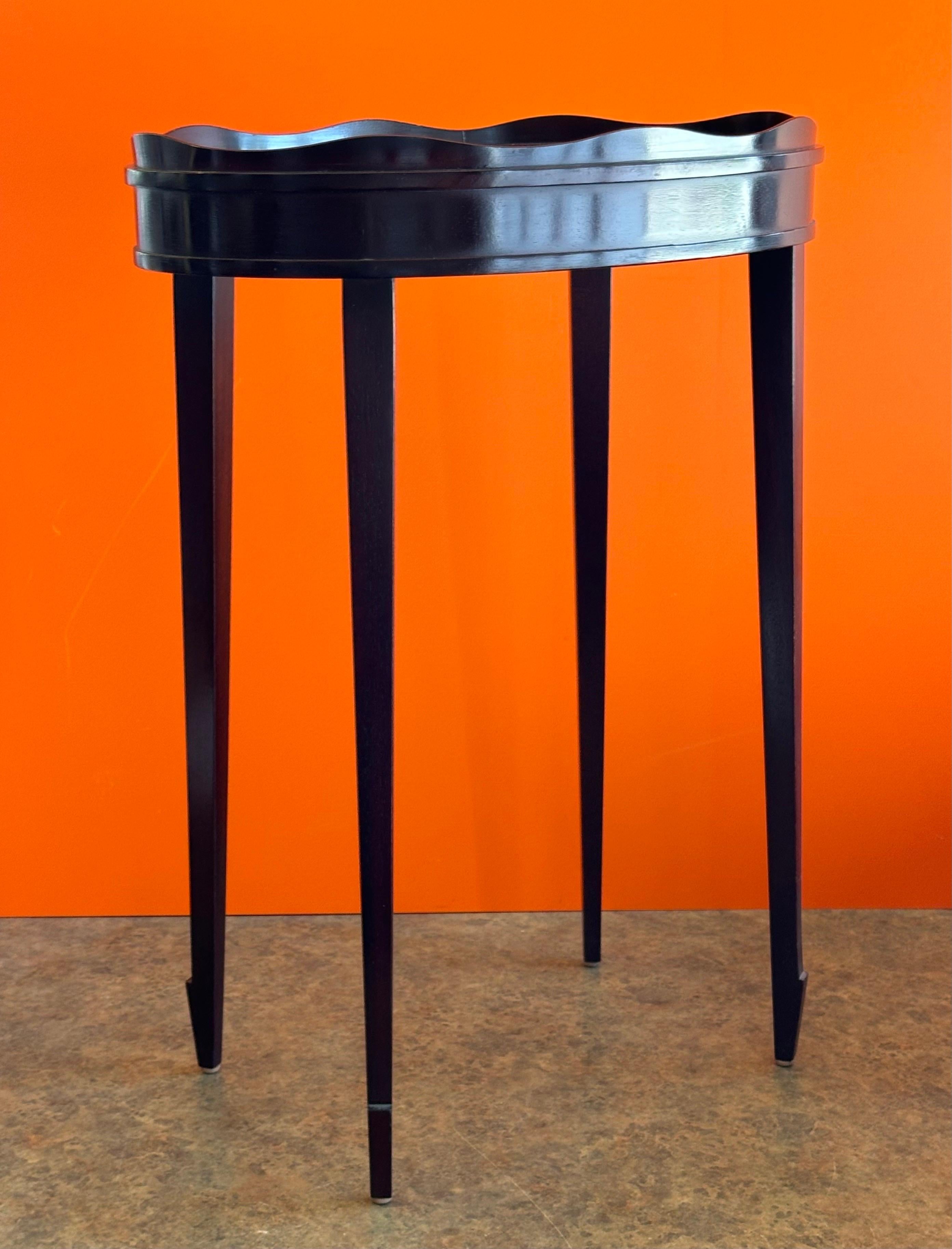 Petite Black Lacquered Oval Gallery Edge Side Table by Barbara Barry for Baker In Good Condition In San Diego, CA