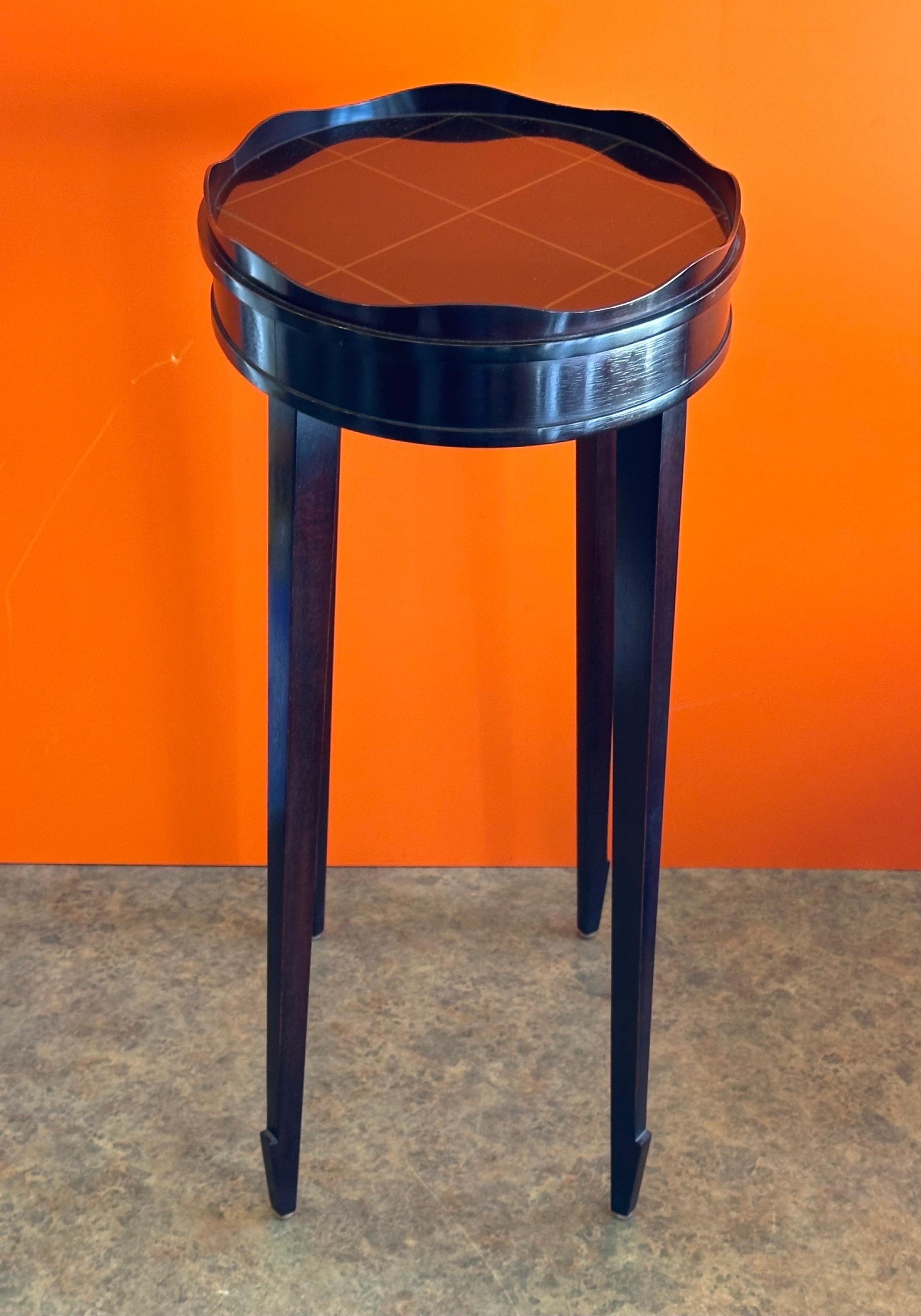 Contemporary Petite Black Lacquered Oval Gallery Edge Side Table by Barbara Barry for Baker
