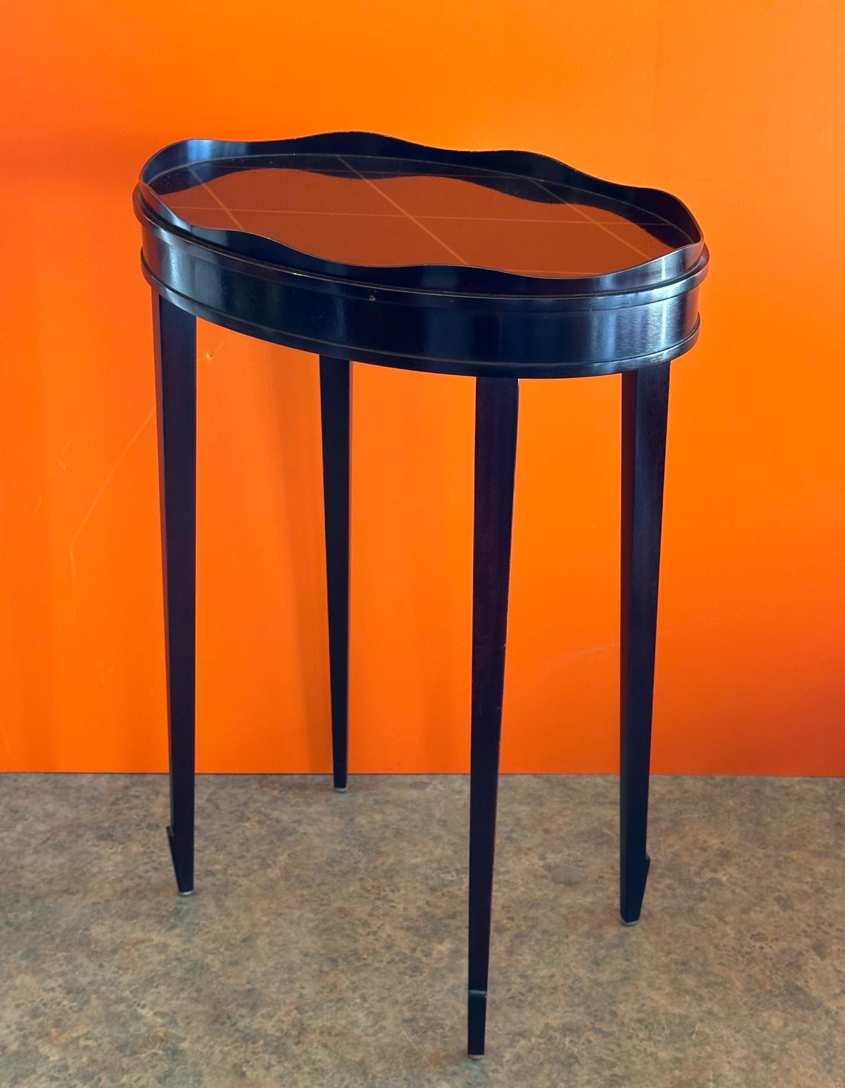 Petite Black Lacquered Oval Gallery Edge Side Table by Barbara Barry for Baker 1