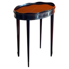 Petite Black Lacquered Oval Gallery Edge Side Table by Barbara Barry for Baker
