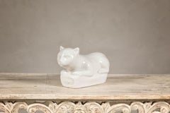 Petite Blanc de Chine Porcelain Cat Sculpture, Vintage