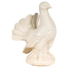 Petite Blanc de Chine Porcelain Fantail Pigeon Sculpture, Vintage