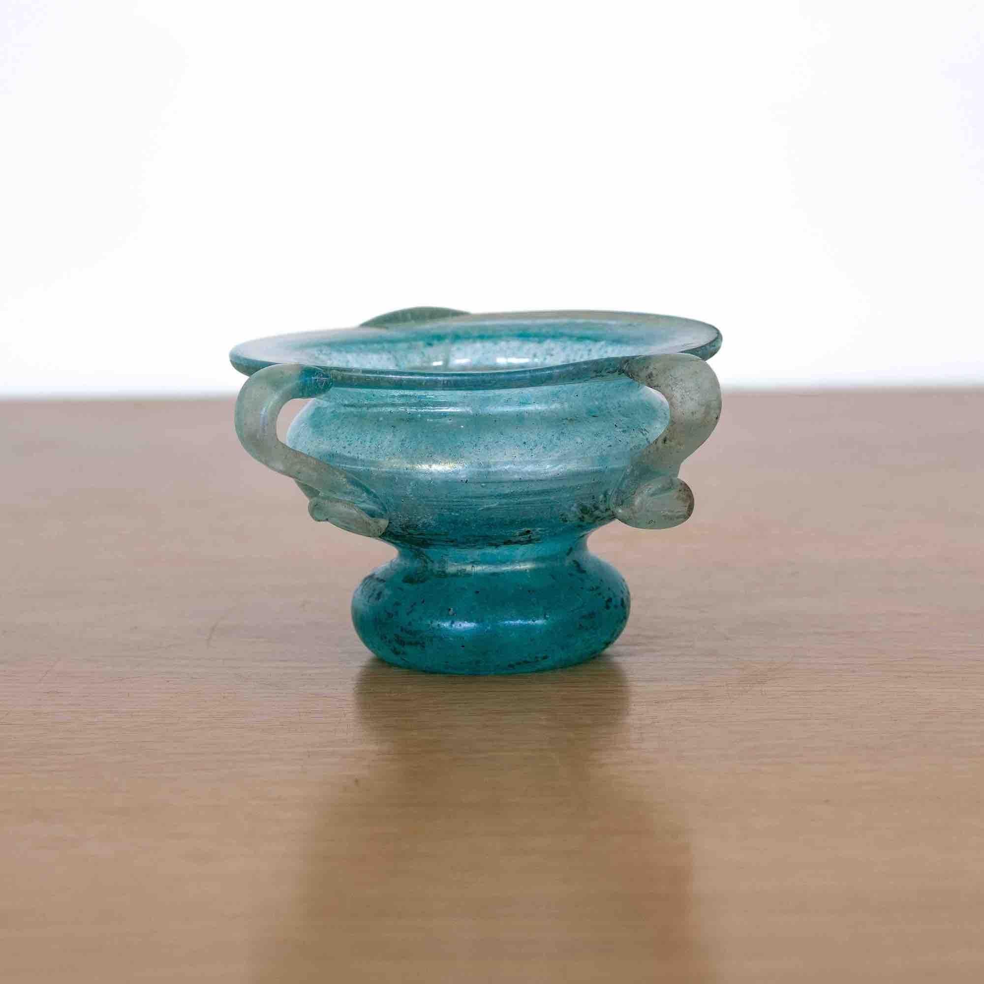 20th Century Petite Blue Amphora Scavo Vase 