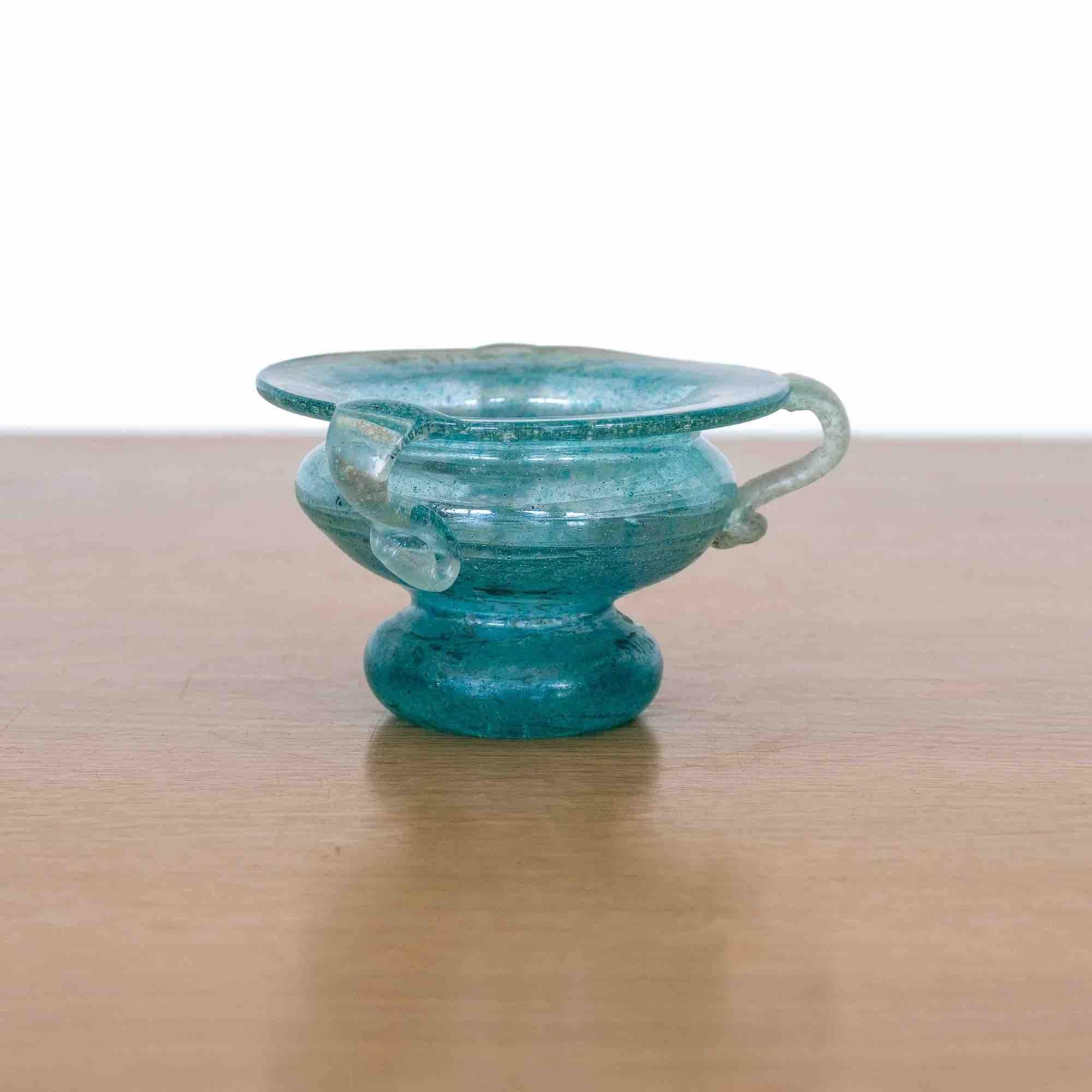 Glass Petite Blue Amphora Scavo Vase  For Sale