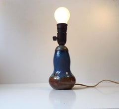 Petite Blue and Purple Glazed Jugend, Gourd Table Lamp, Europe, 1910s