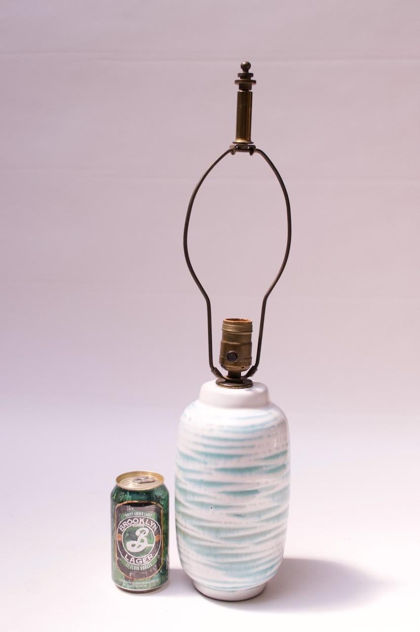 Mid-20th Century Petite Blue and White Ceramic Table Lamp by Lee Rosen for Design Technics For Sale