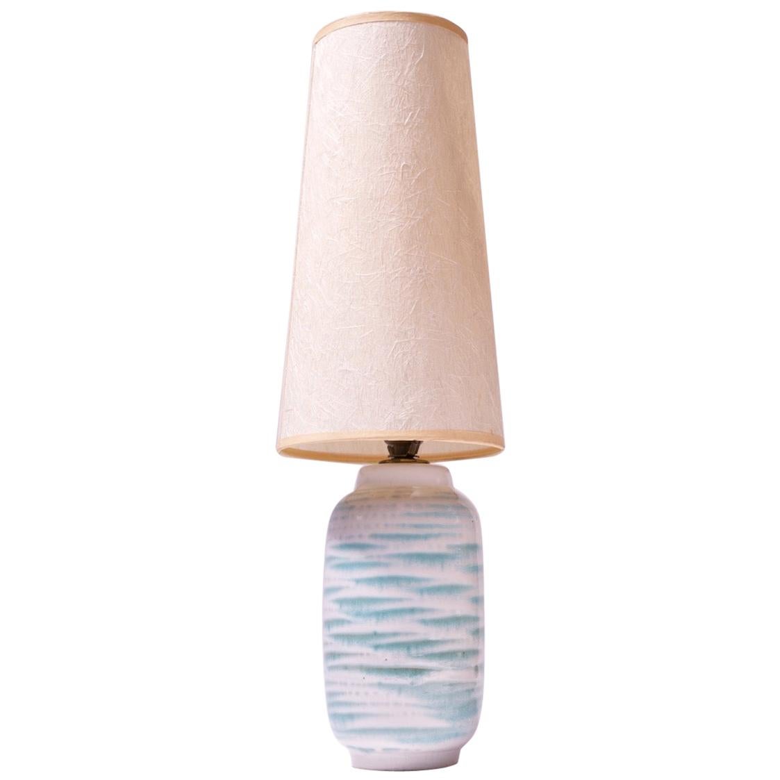 Petite Blue and White Ceramic Table Lamp by Lee Rosen for Design Technics For Sale