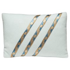 Petite Blue Cashmere Pillow with French Ribbon