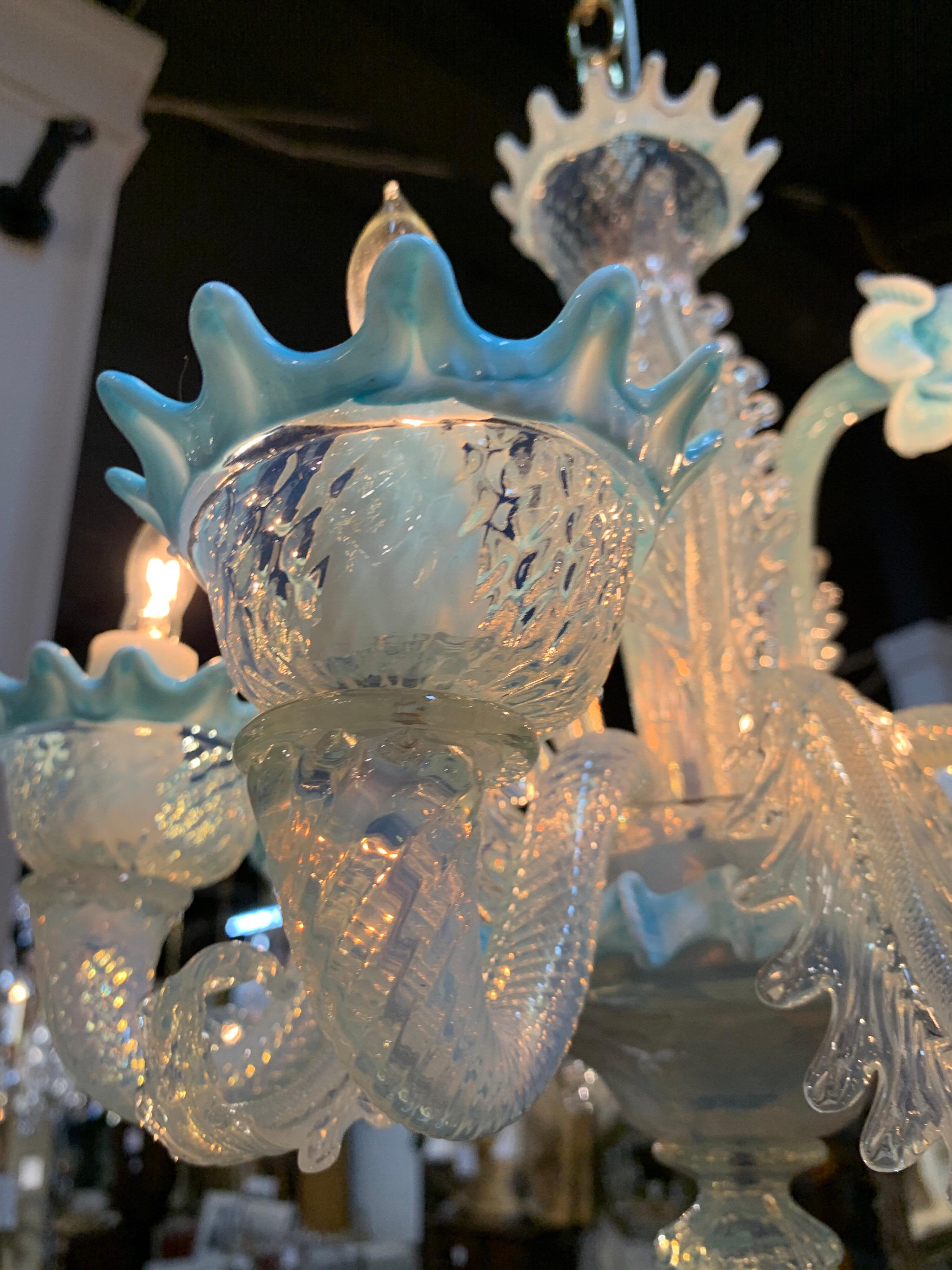 20th Century Petite Blue Murano Glass Chandelier