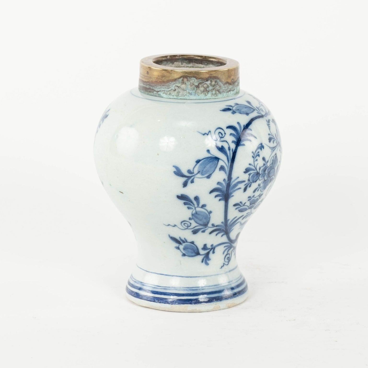 Neoclassical Petite Blue & White Delft Tobacco Jar For Sale