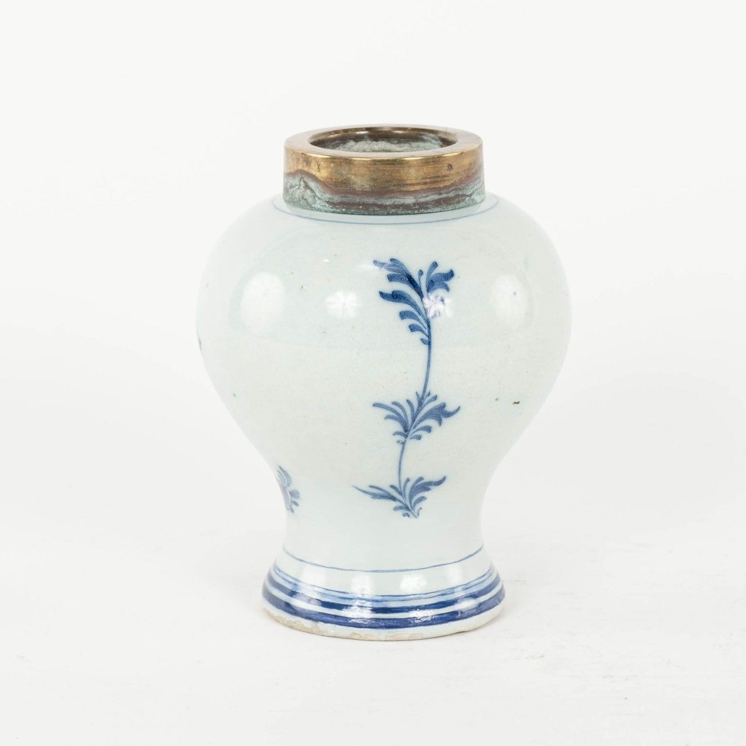 Dutch Petite Blue & White Delft Tobacco Jar For Sale
