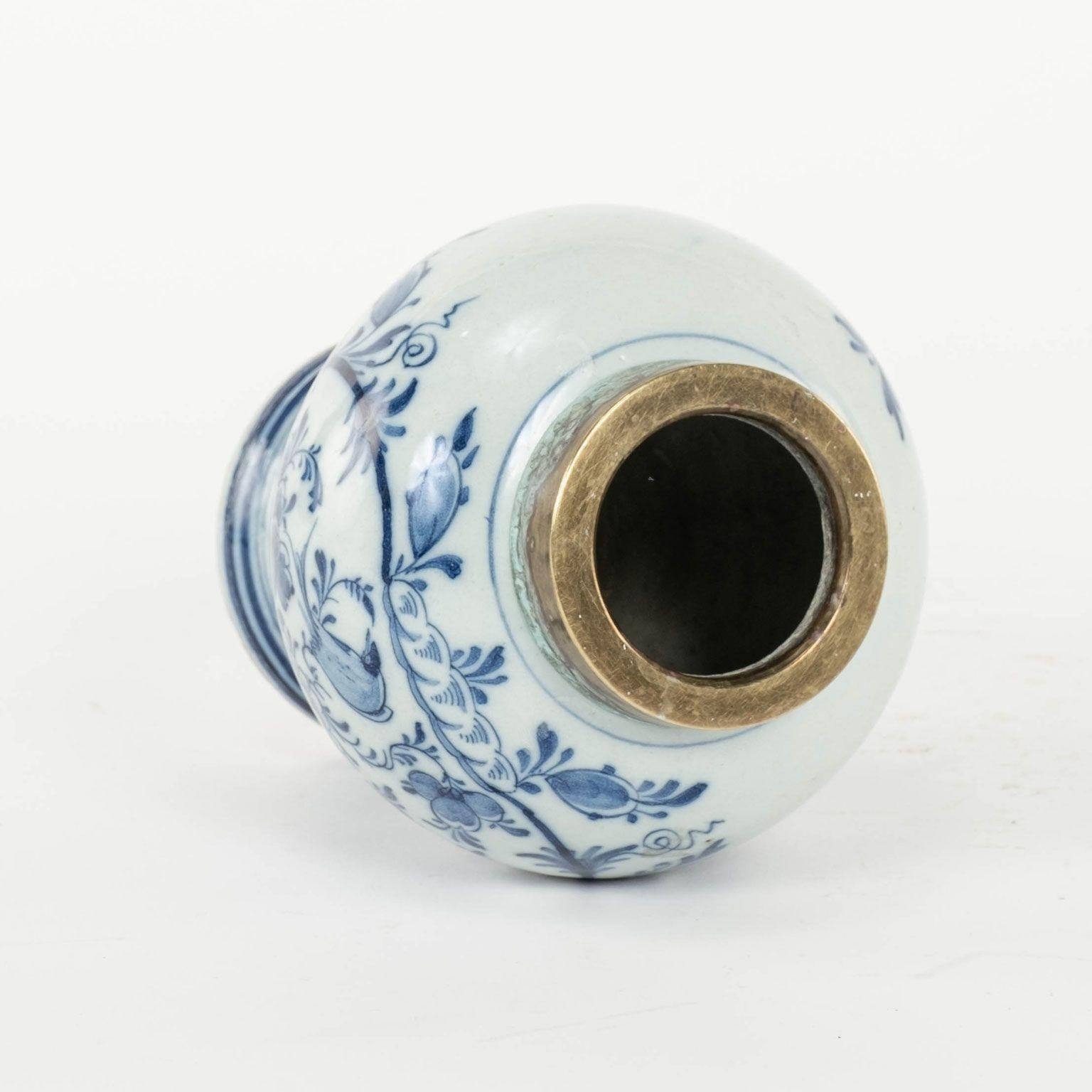 Fired Petite Blue & White Delft Tobacco Jar For Sale