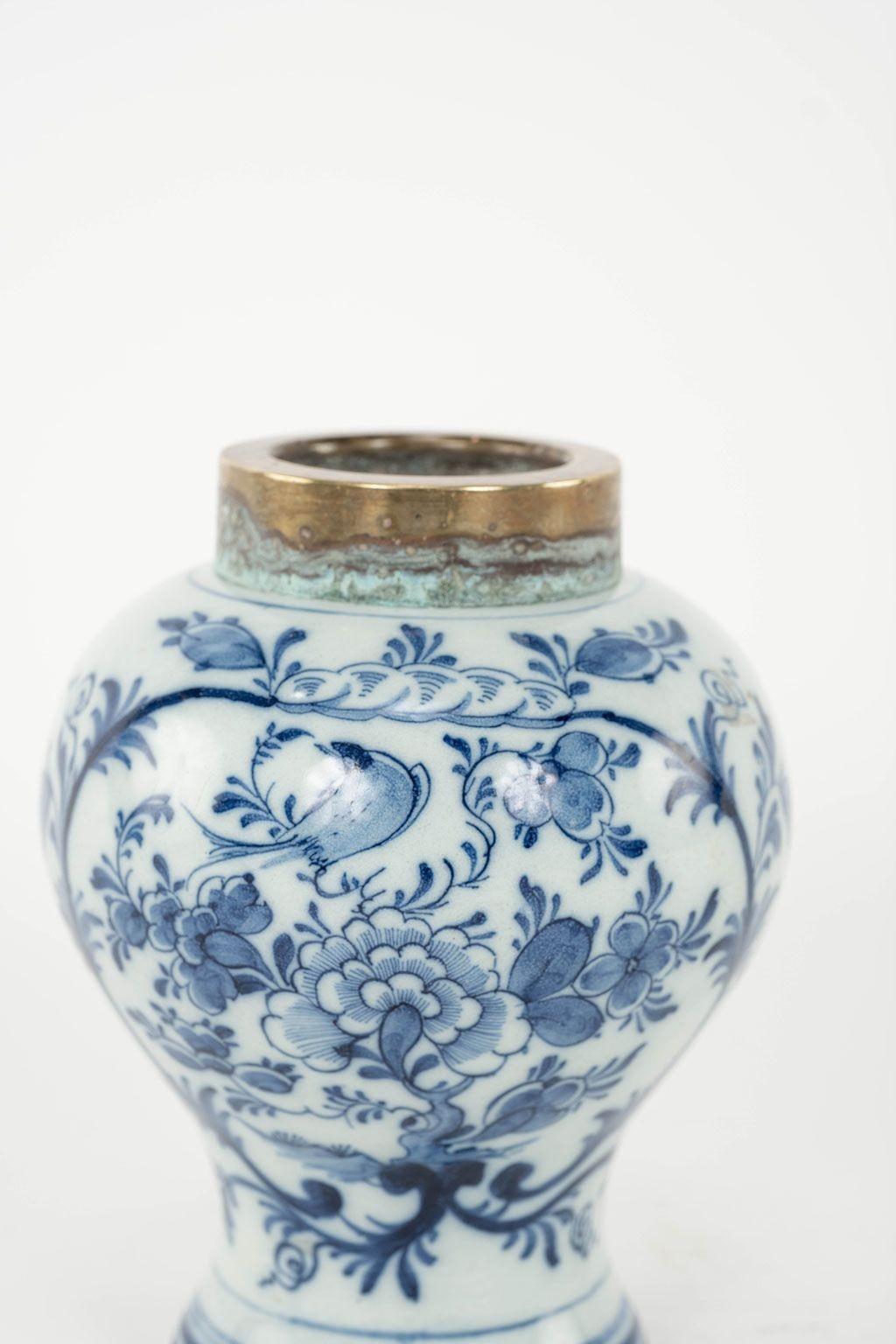 19th Century Petite Blue & White Delft Tobacco Jar For Sale