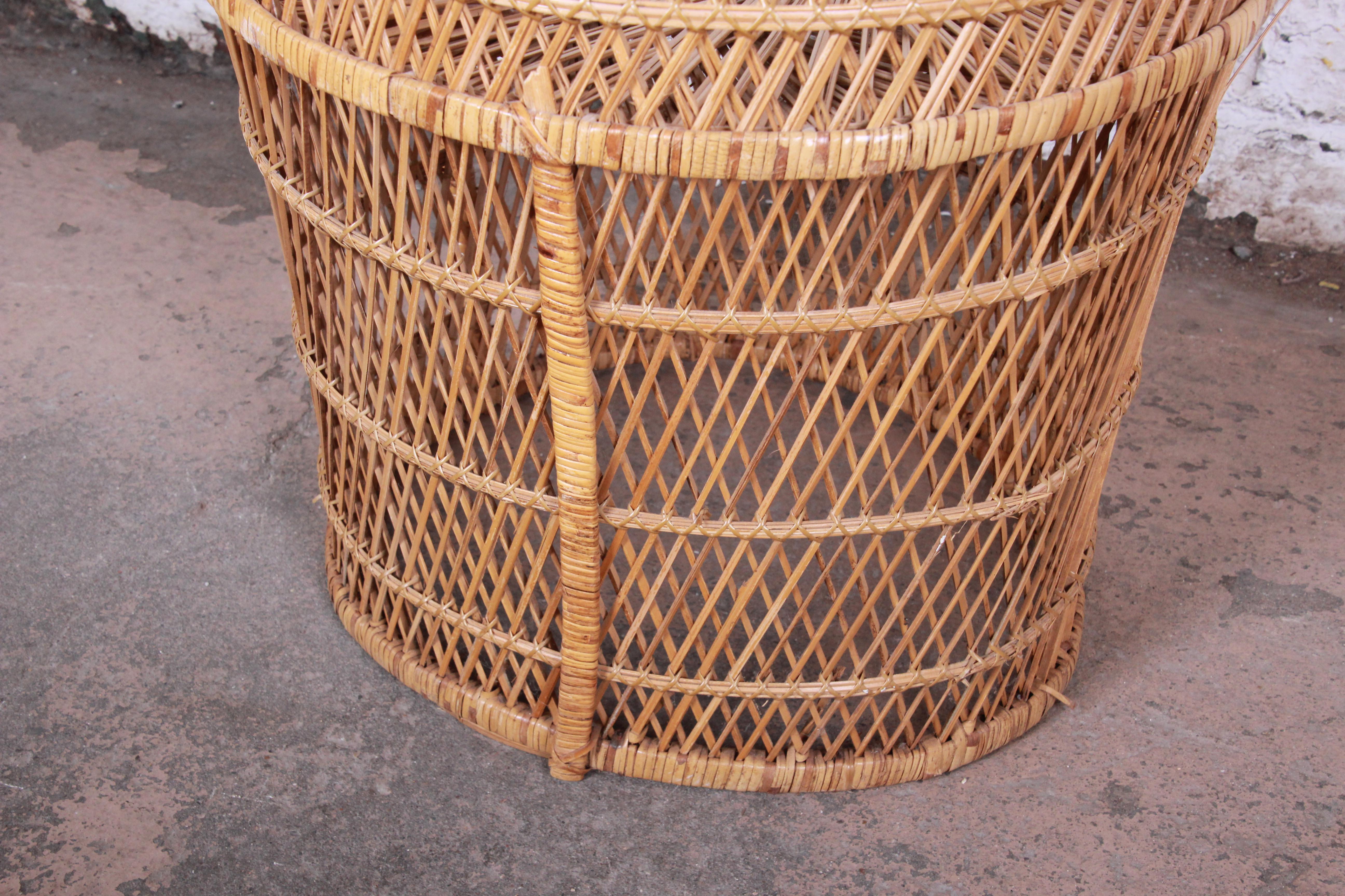 Petite Bohemian Wicker Peacock Chair, 1970s 2