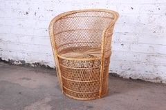 Petite Bohemian Wicker Peacock Chair, 1970s