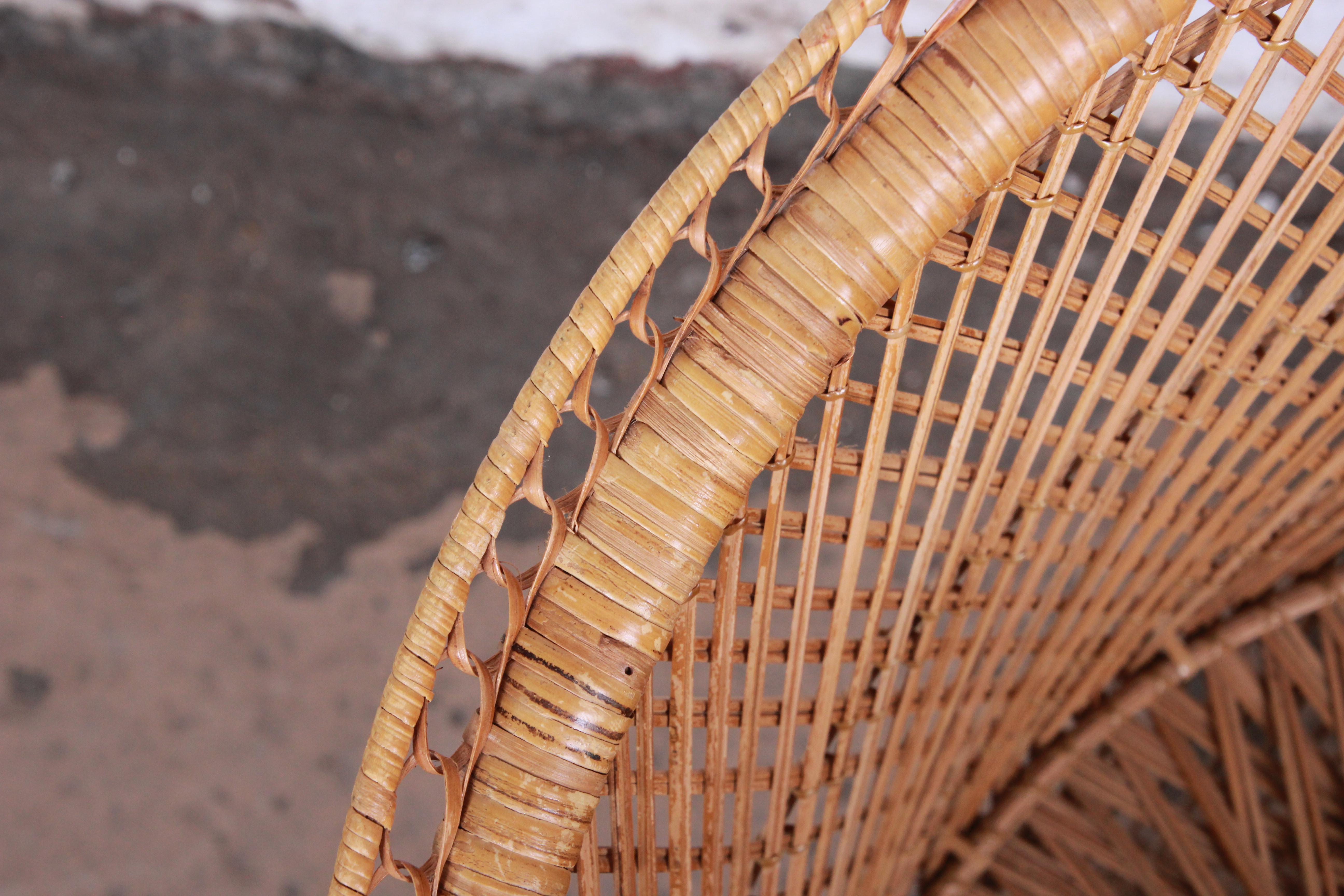 Late 20th Century Petite Bohemian Wicker Peacock Chair, 1970s