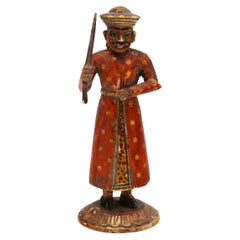 Retro Petite Bone Carving of an Indian Soldier