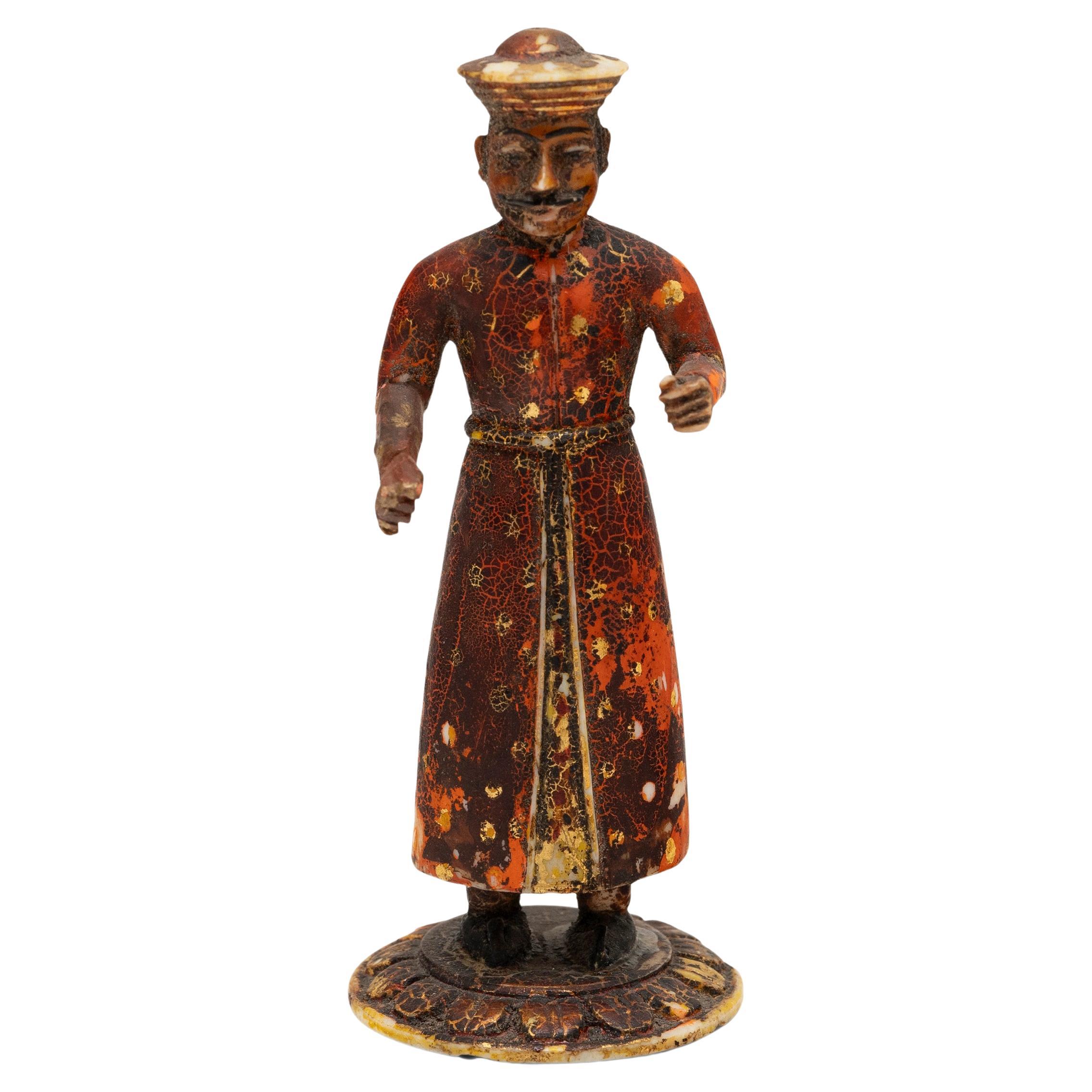 Petite Bone Carving of an Indian Soldier For Sale