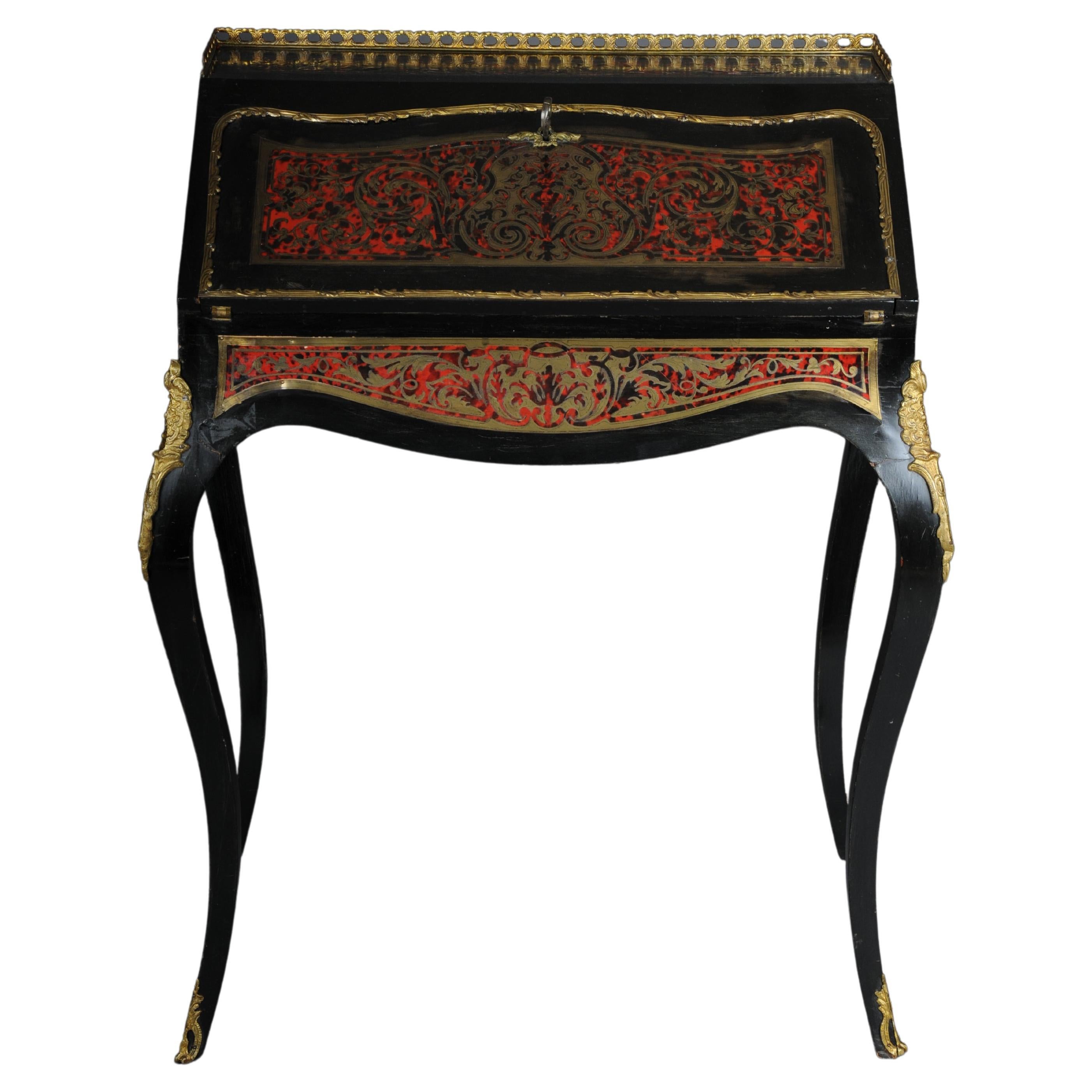 Petite Boulle Inclined Flap Secretary, Beech, Napoleon III For Sale