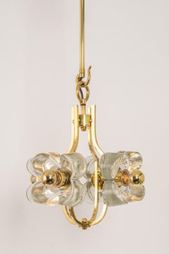 Petite Brass and Crystal Glass Pendant by Sische, Germany, 1970s
