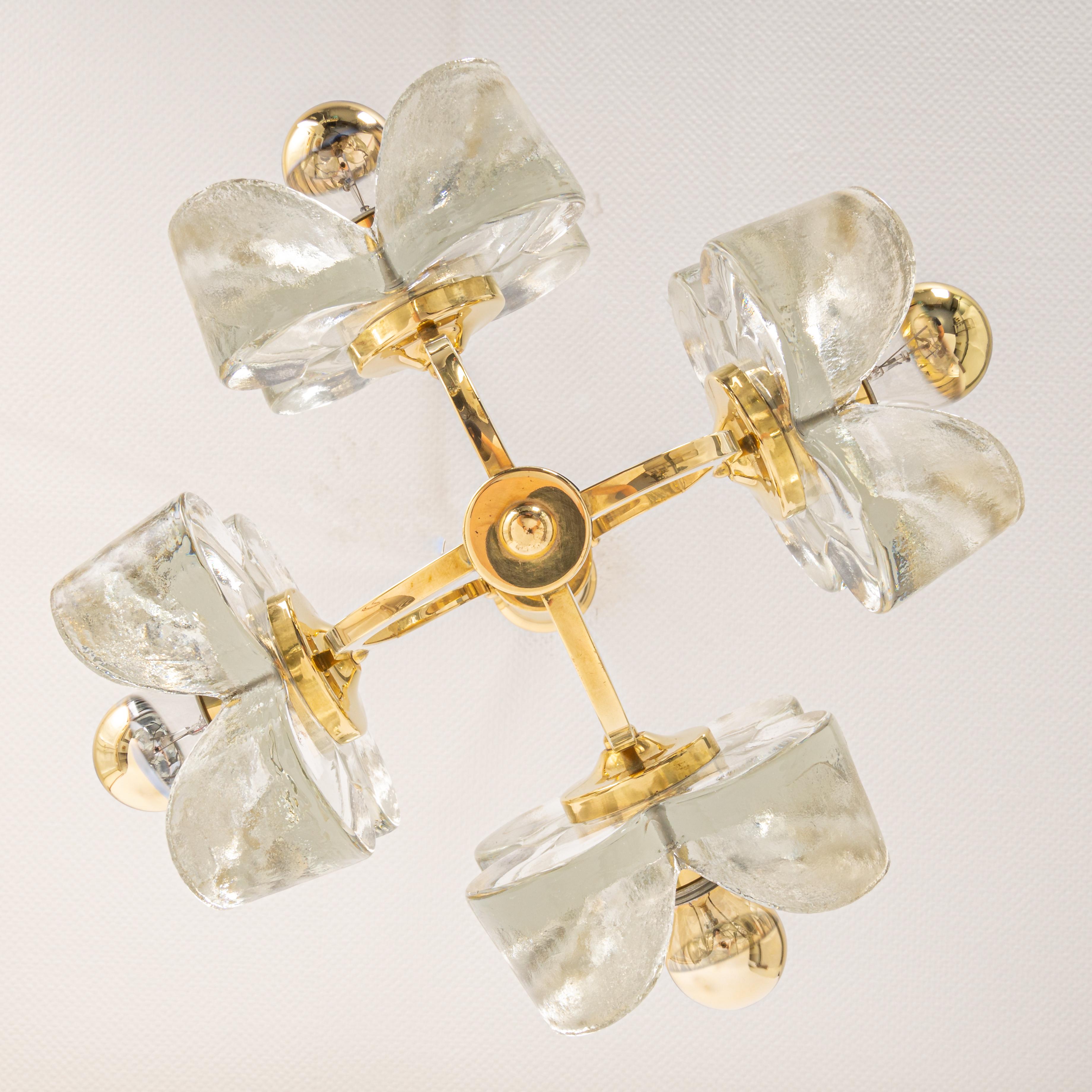 Petite Brass and Crystal Glass Pendant by Sische, Germany, 1970s For Sale 1