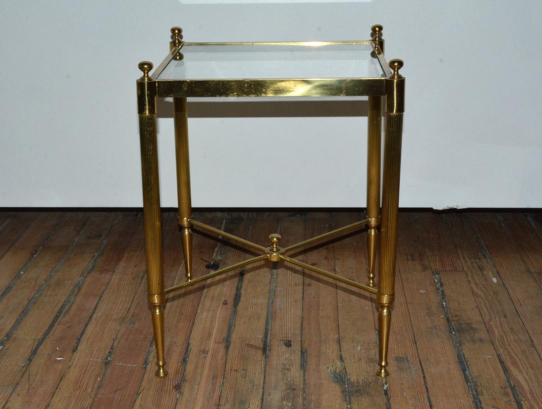 Mid-Century Modern Petite Brass and Glass Maison Jansen Style Side Table
