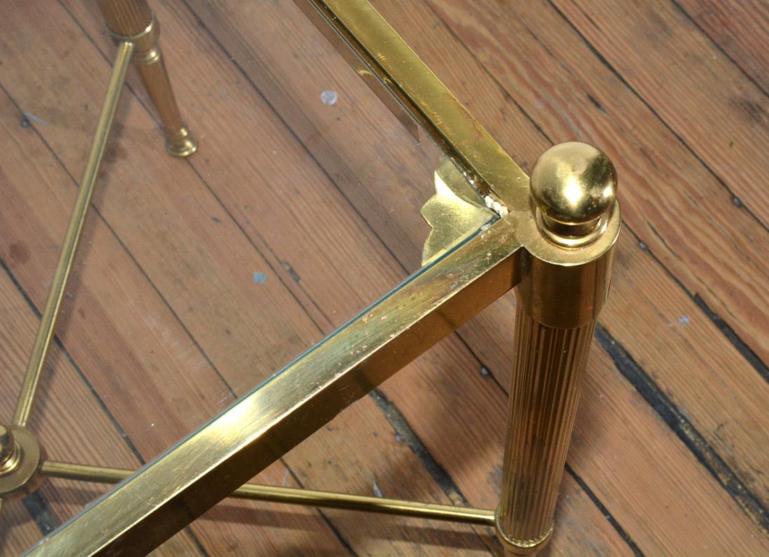Petite Brass and Glass Maison Jansen Style Side Table In Fair Condition In Sheffield, MA