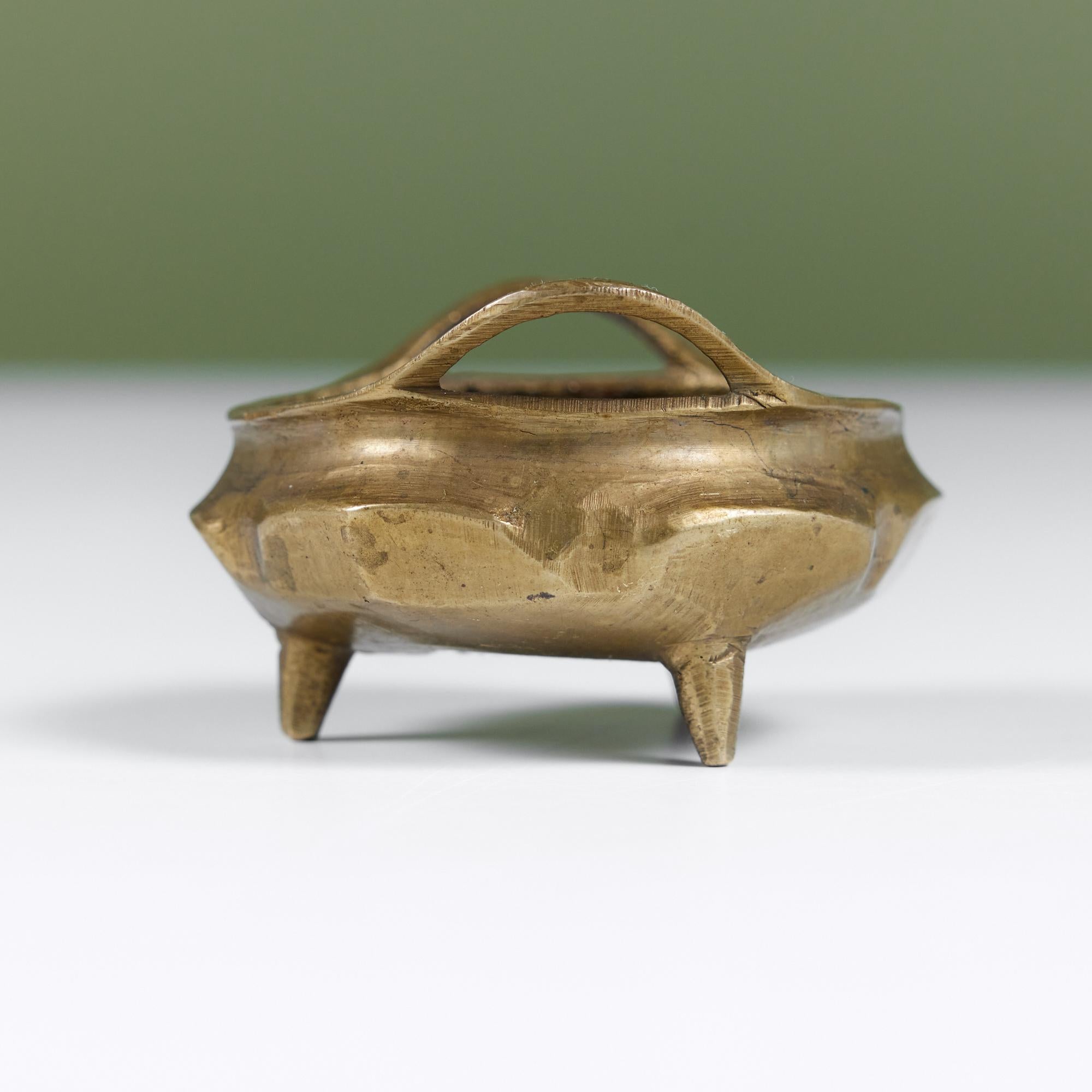 20th Century Petite Brass Bowl with Handles For Sale
