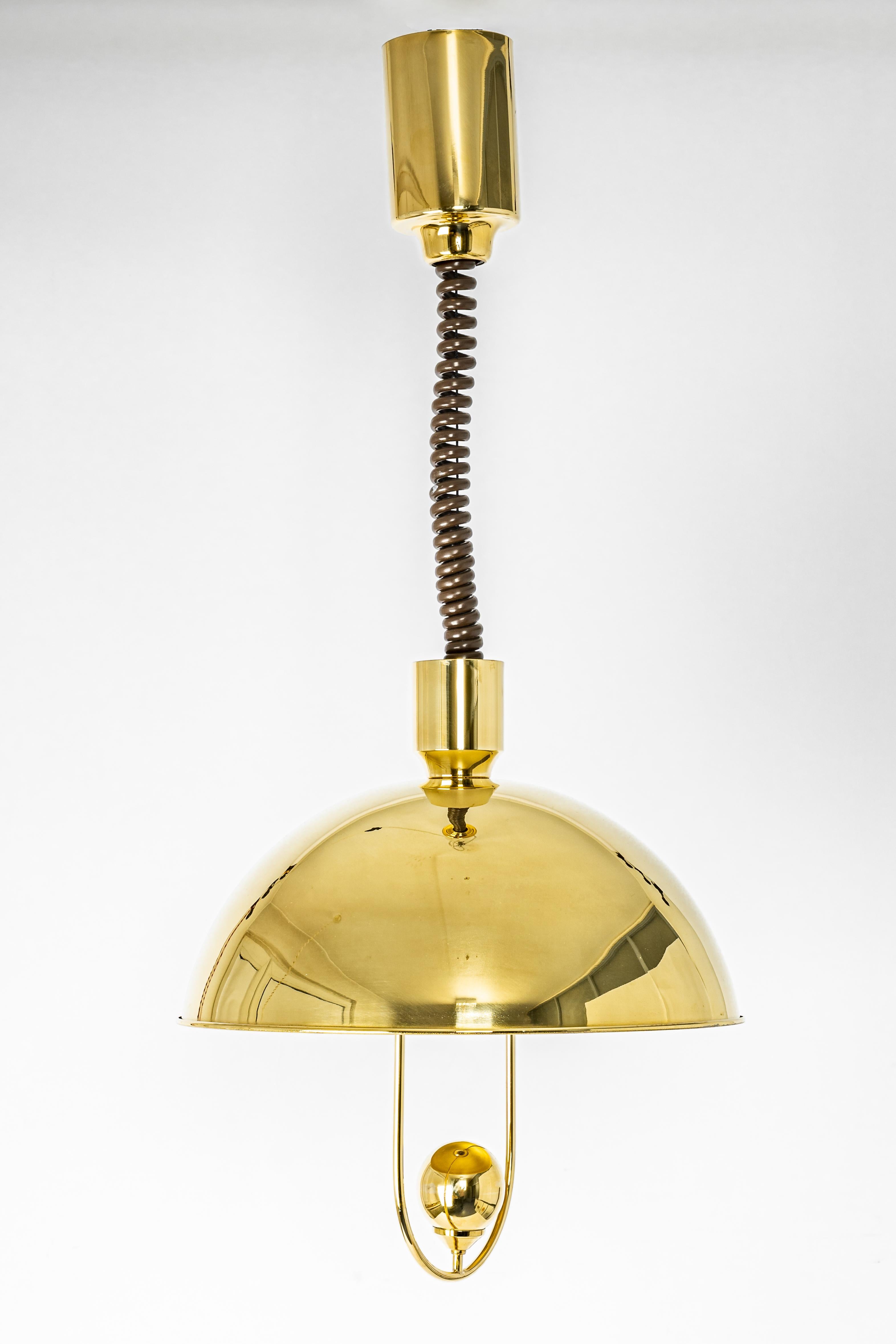 Petite brass pendant light designed by Florian Schulz, Germany, 1970s.

High quality and in very good condition. Cleaned, well-wired and ready to use. 

The fixture requires one standard bulb
Light bulbs are not included. It is possible to