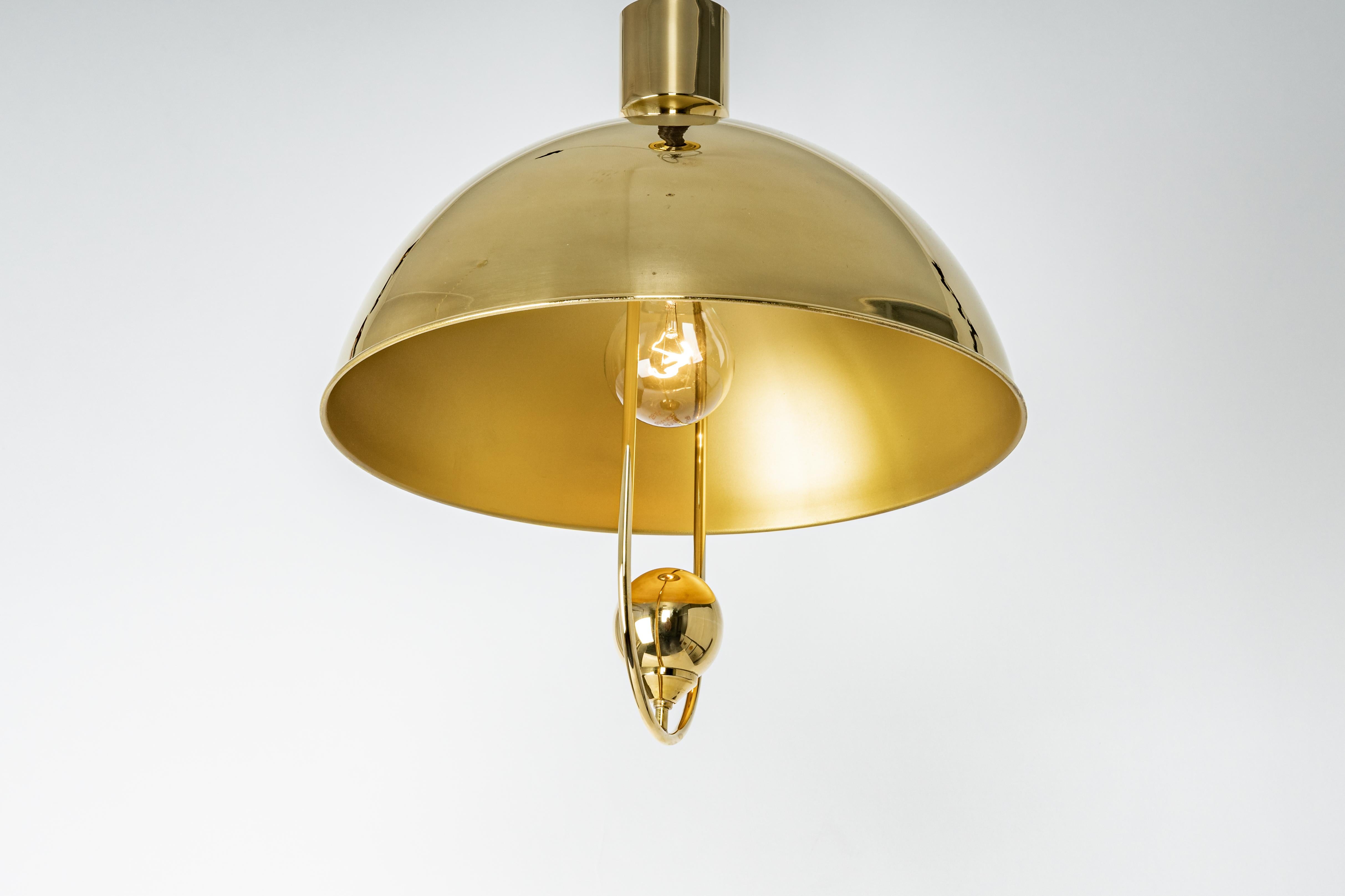 Petite Brass Dome Pendant Light by Florian Schulz, Germany In Good Condition For Sale In Aachen, NRW