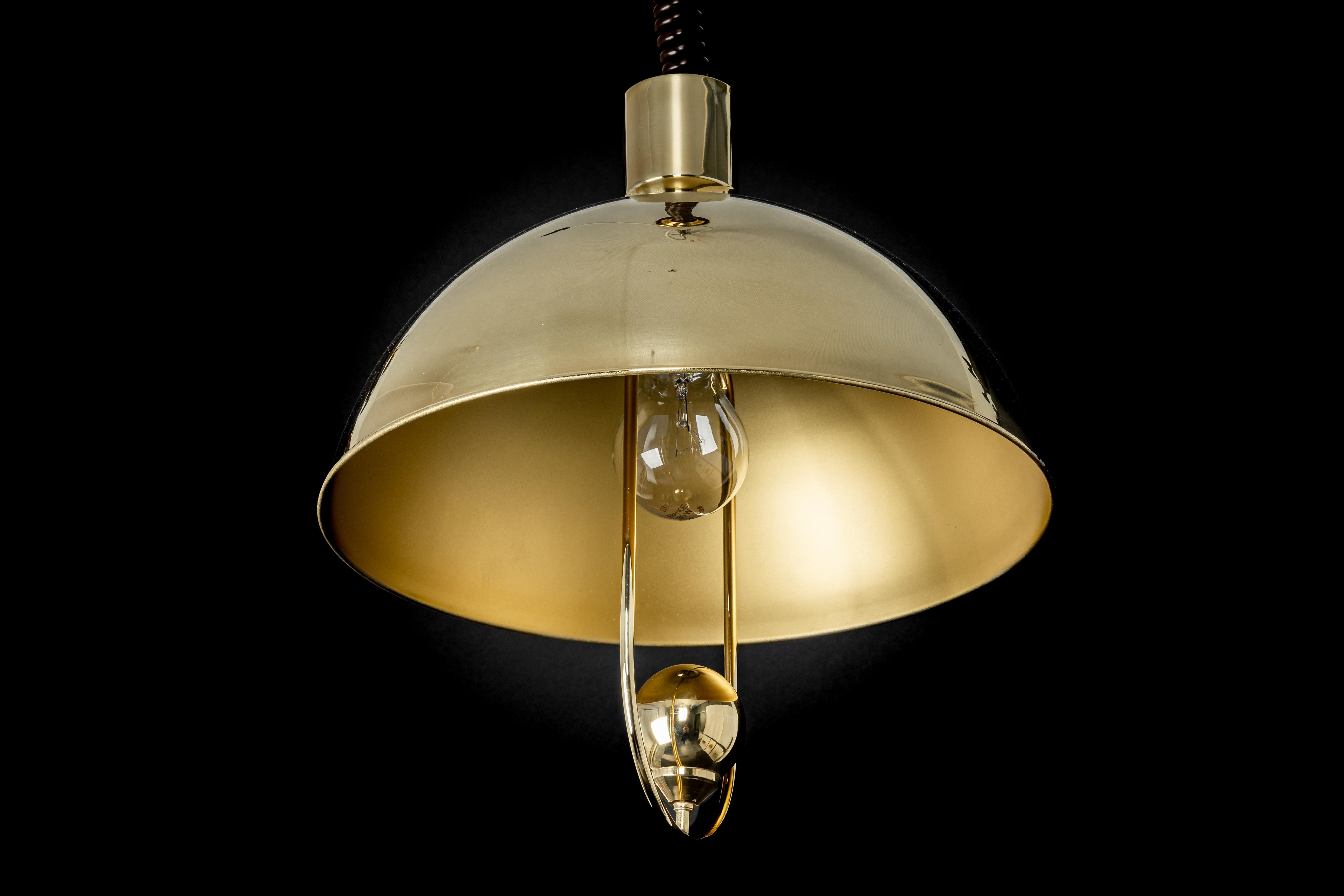 Late 20th Century Petite Brass Dome Pendant Light by Florian Schulz, Germany For Sale
