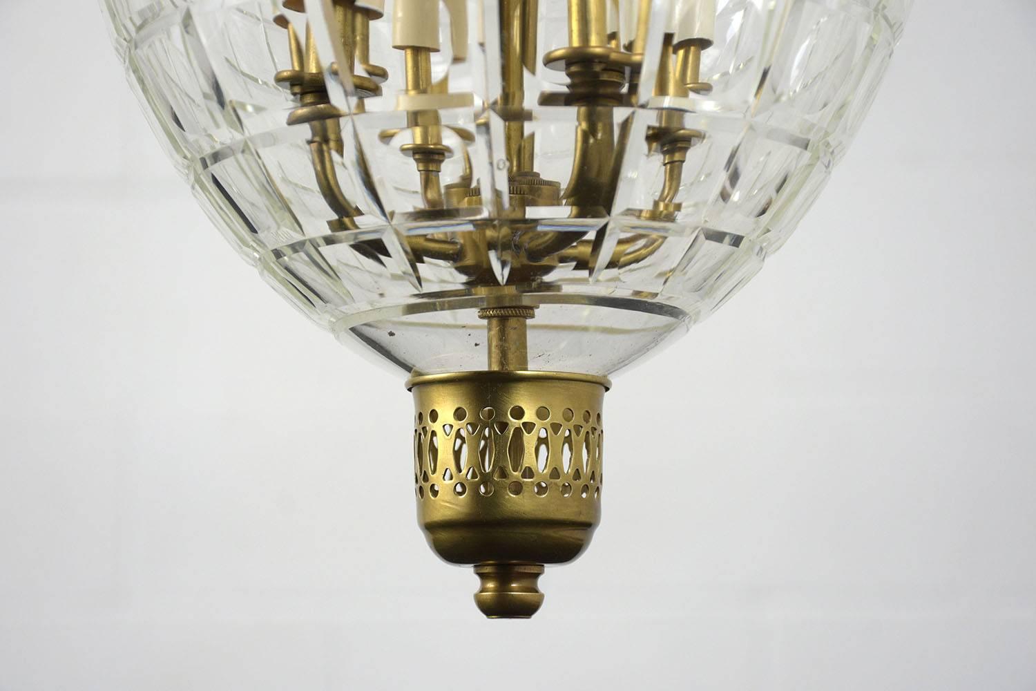 Etched Petite Brass English Bell Jar Lantern