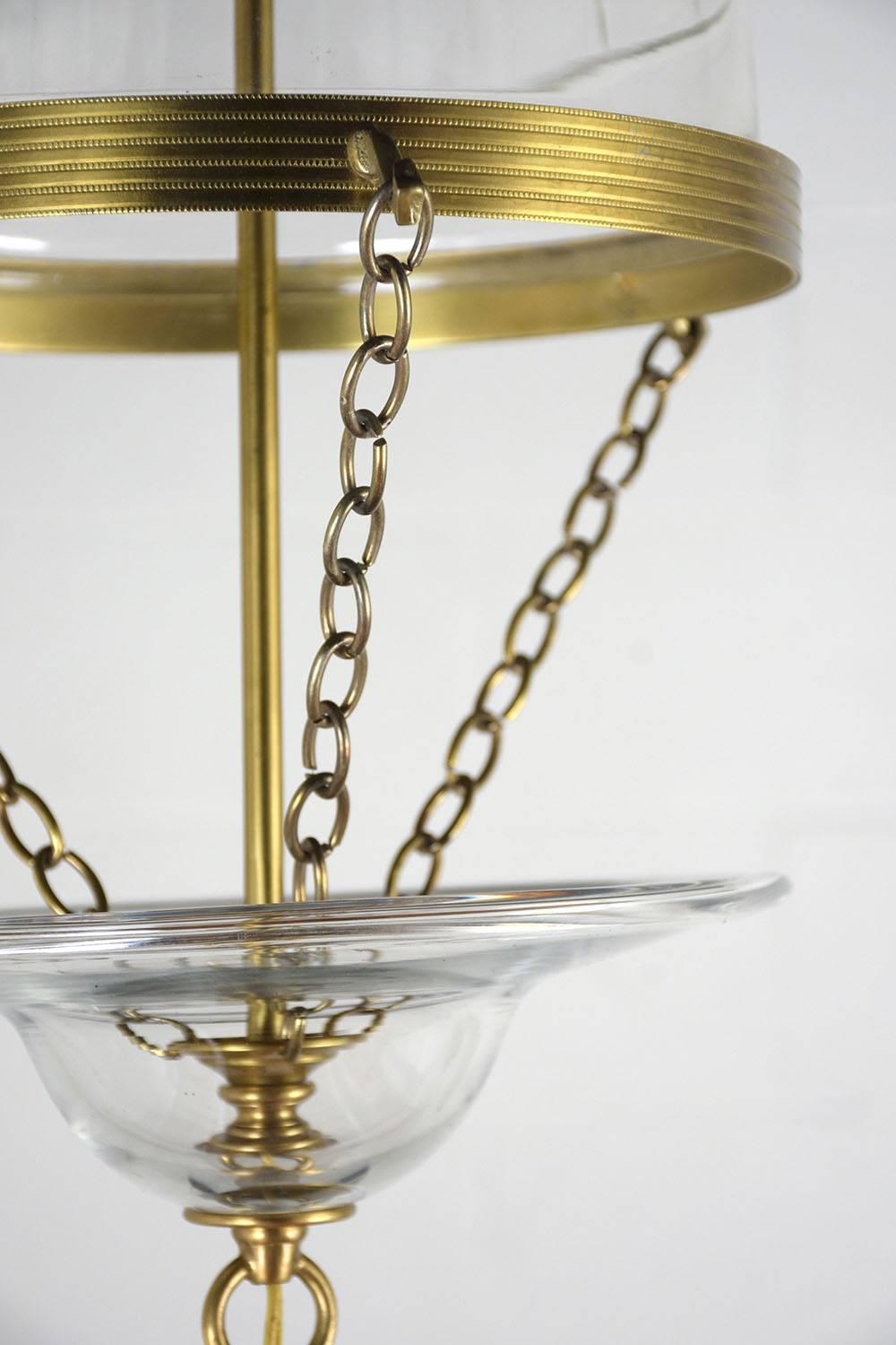 20th Century Petite Brass English Bell Jar Lantern