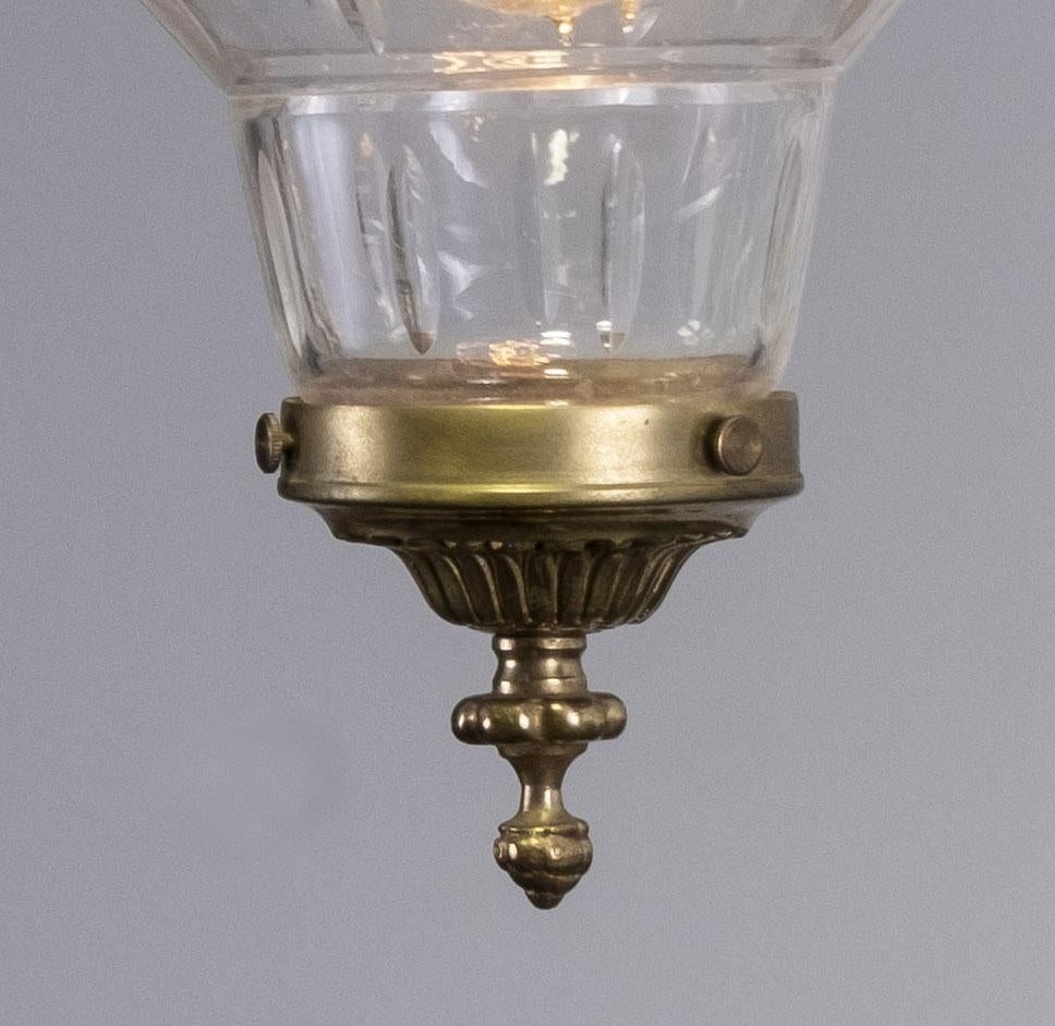 Petite Antique Brass French Hall Lantern In Good Condition In Houston, TX