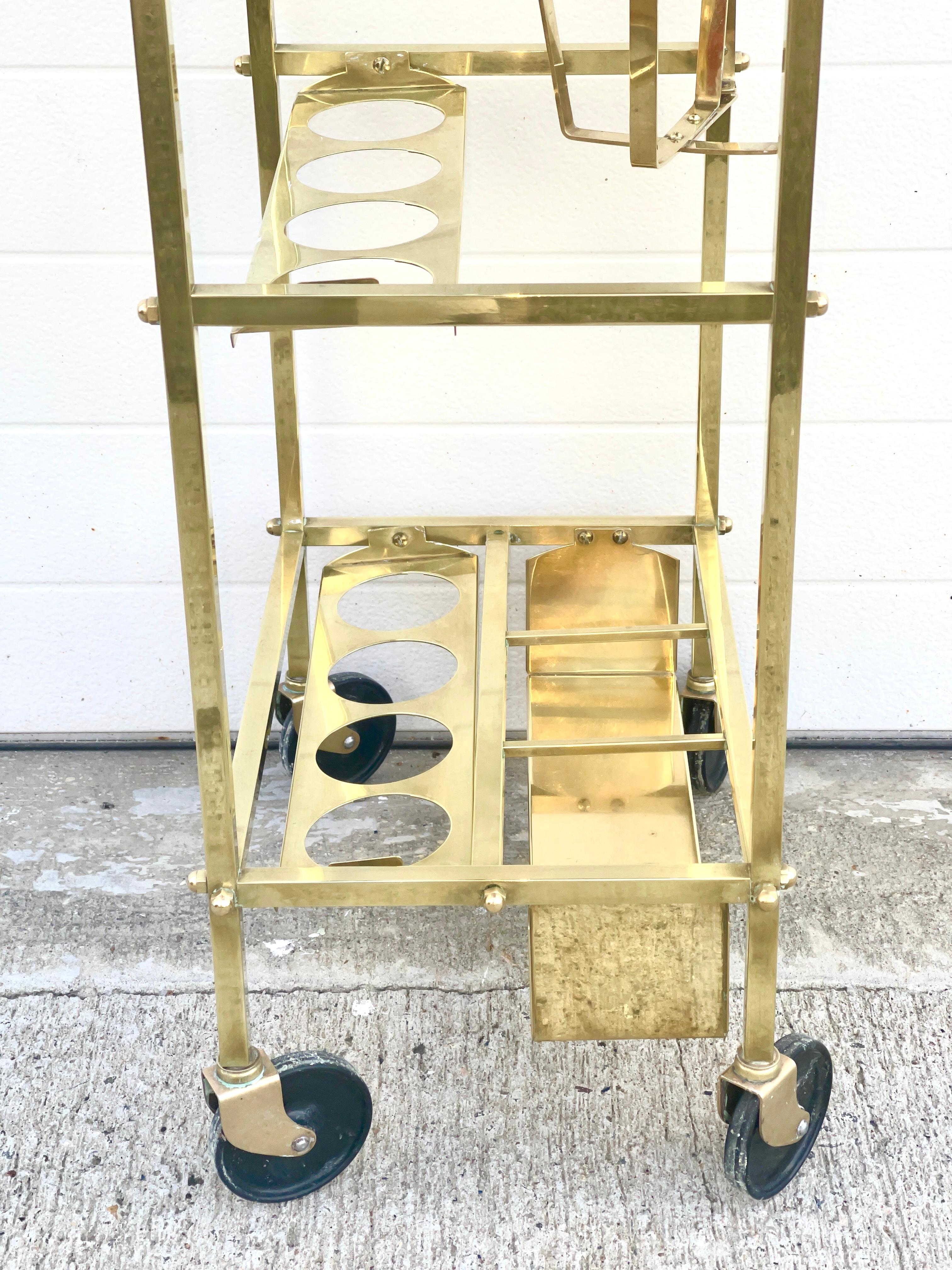 Carrito de bar italiano de latón Petite en venta 5