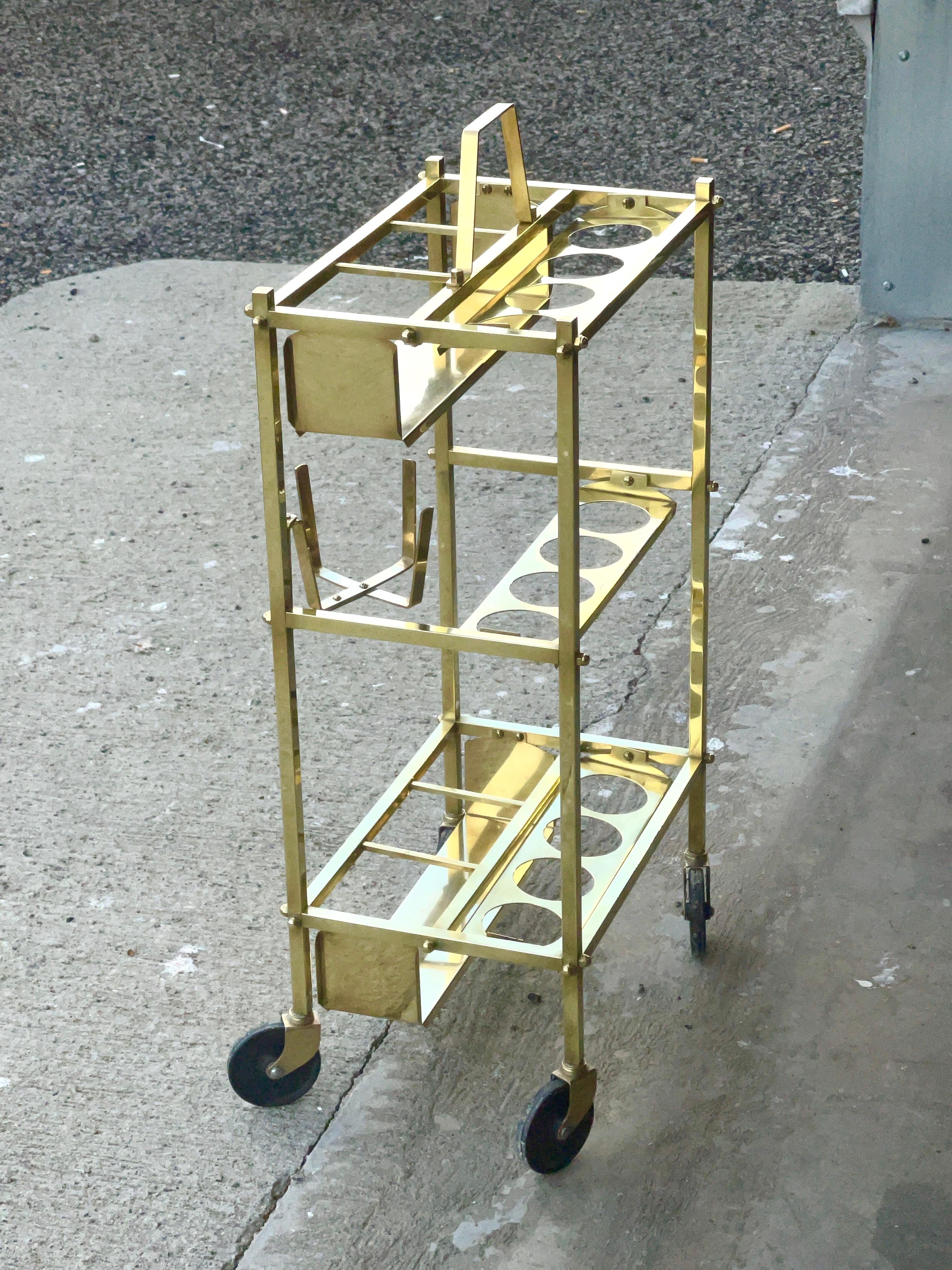 Carrito de bar italiano de latón Petite en venta 8