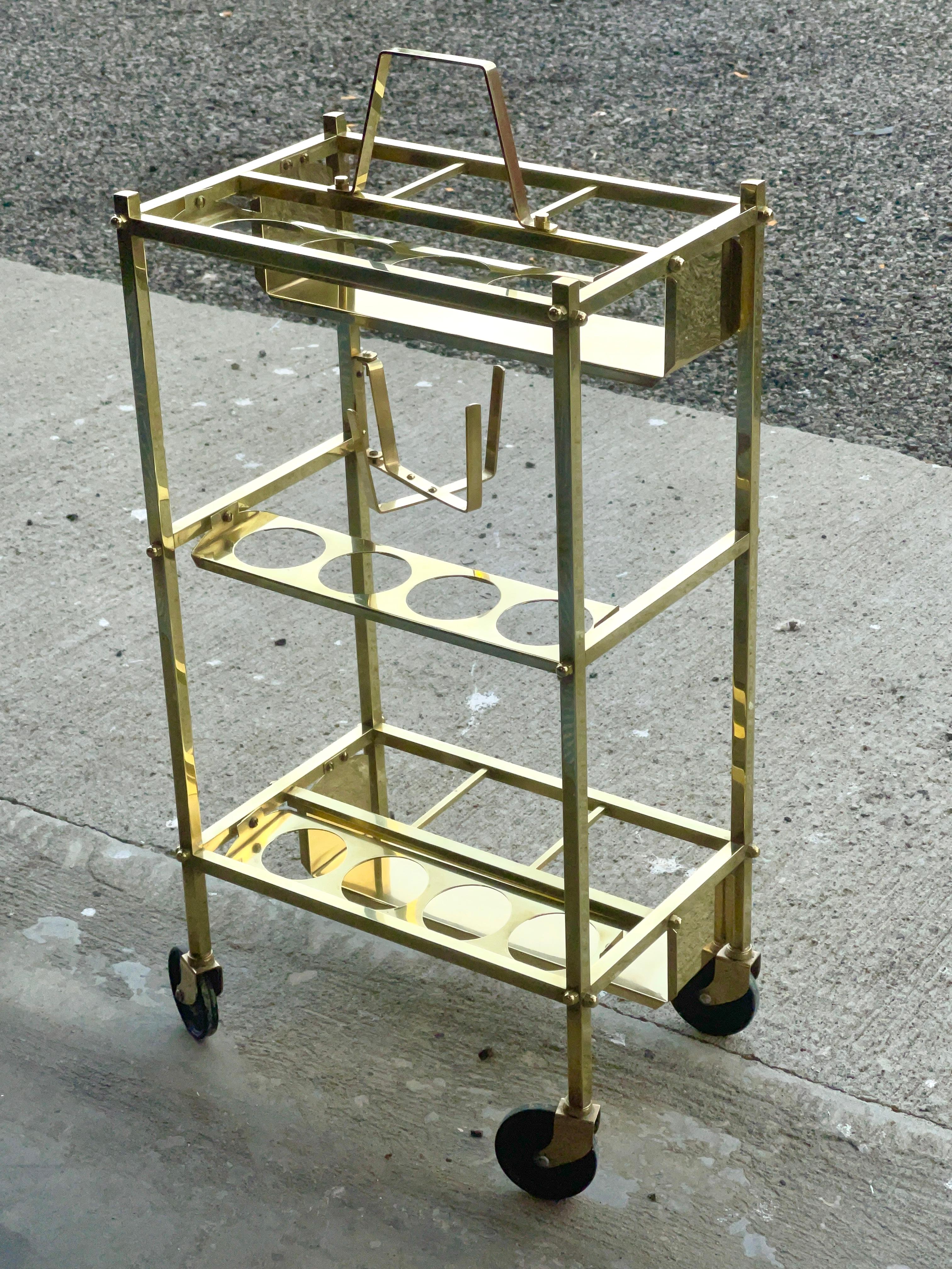 Carrito de bar italiano de latón Petite en venta 9