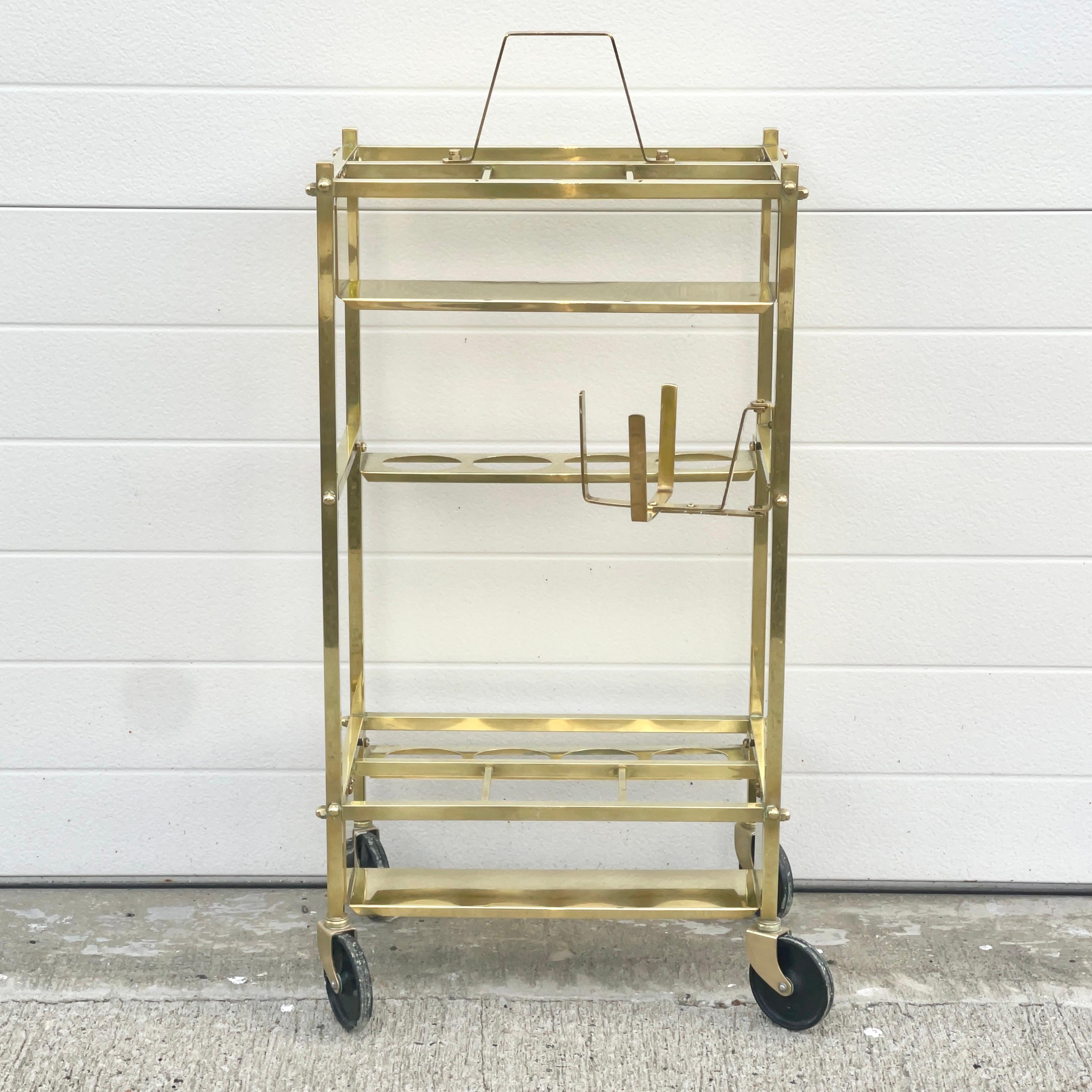 Carrito de bar italiano de latón Petite en venta 10