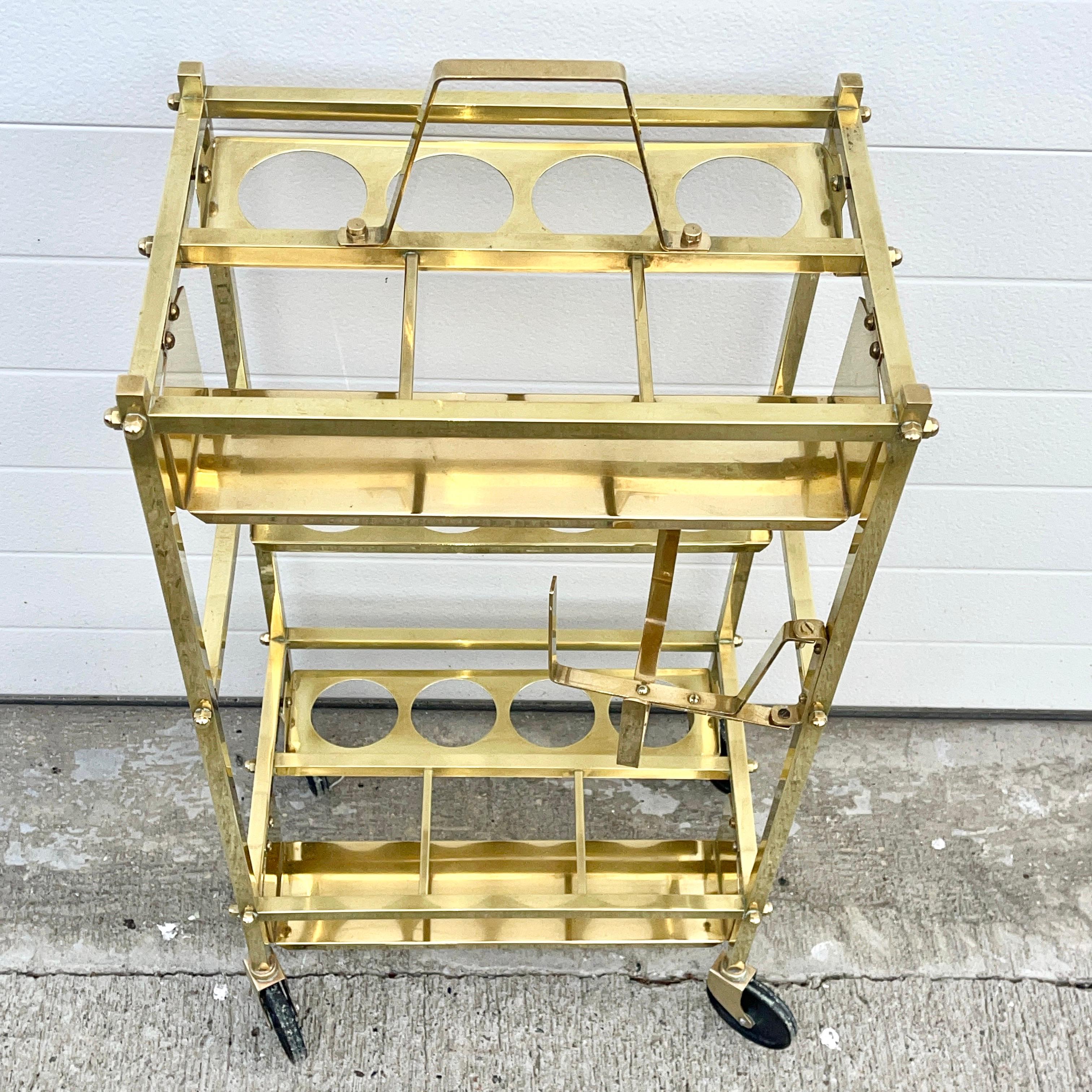 Carrito de bar italiano de latón Petite Moderno de mediados de siglo en venta