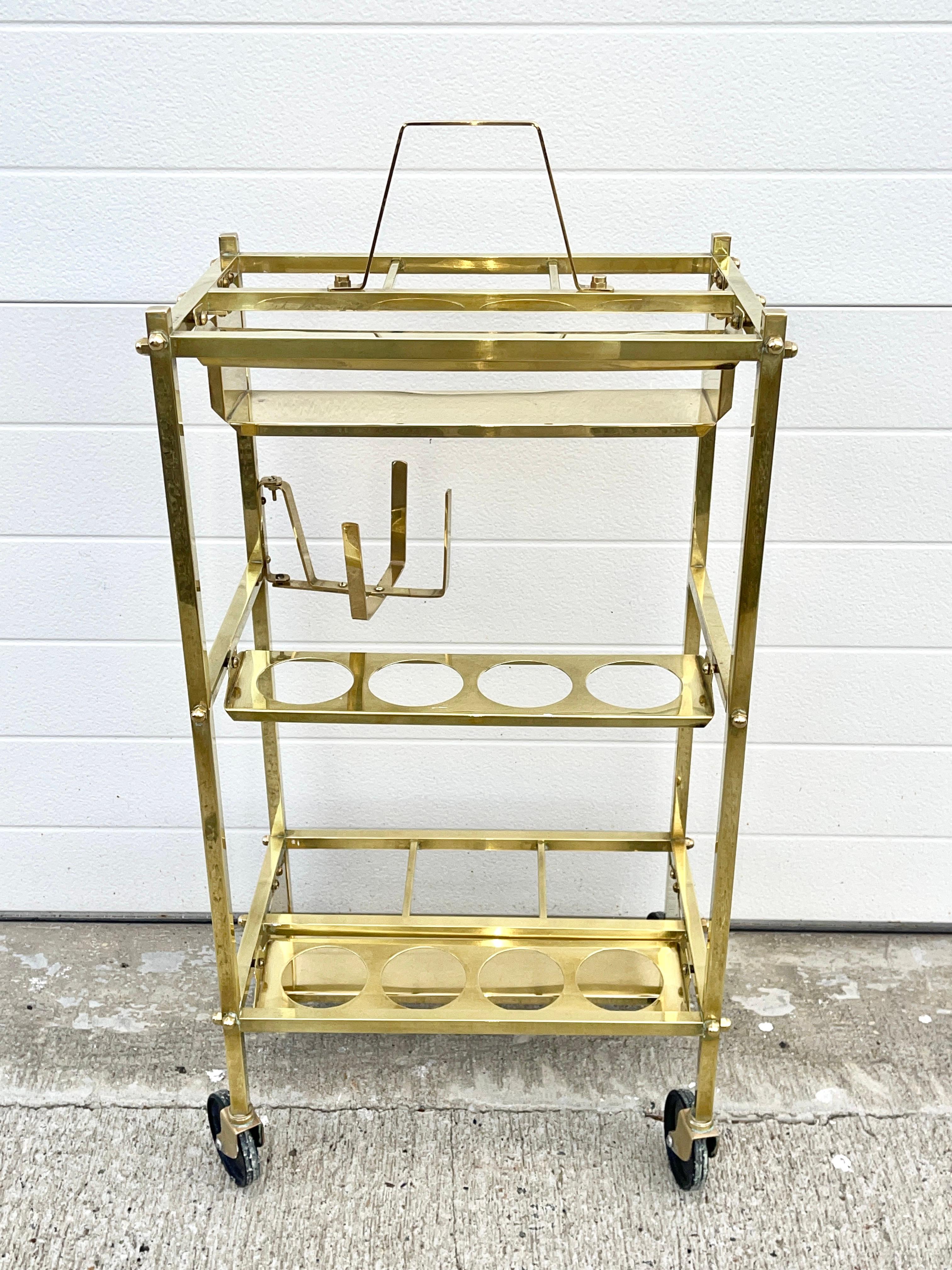 Carrito de bar italiano de latón Petite Italiano en venta
