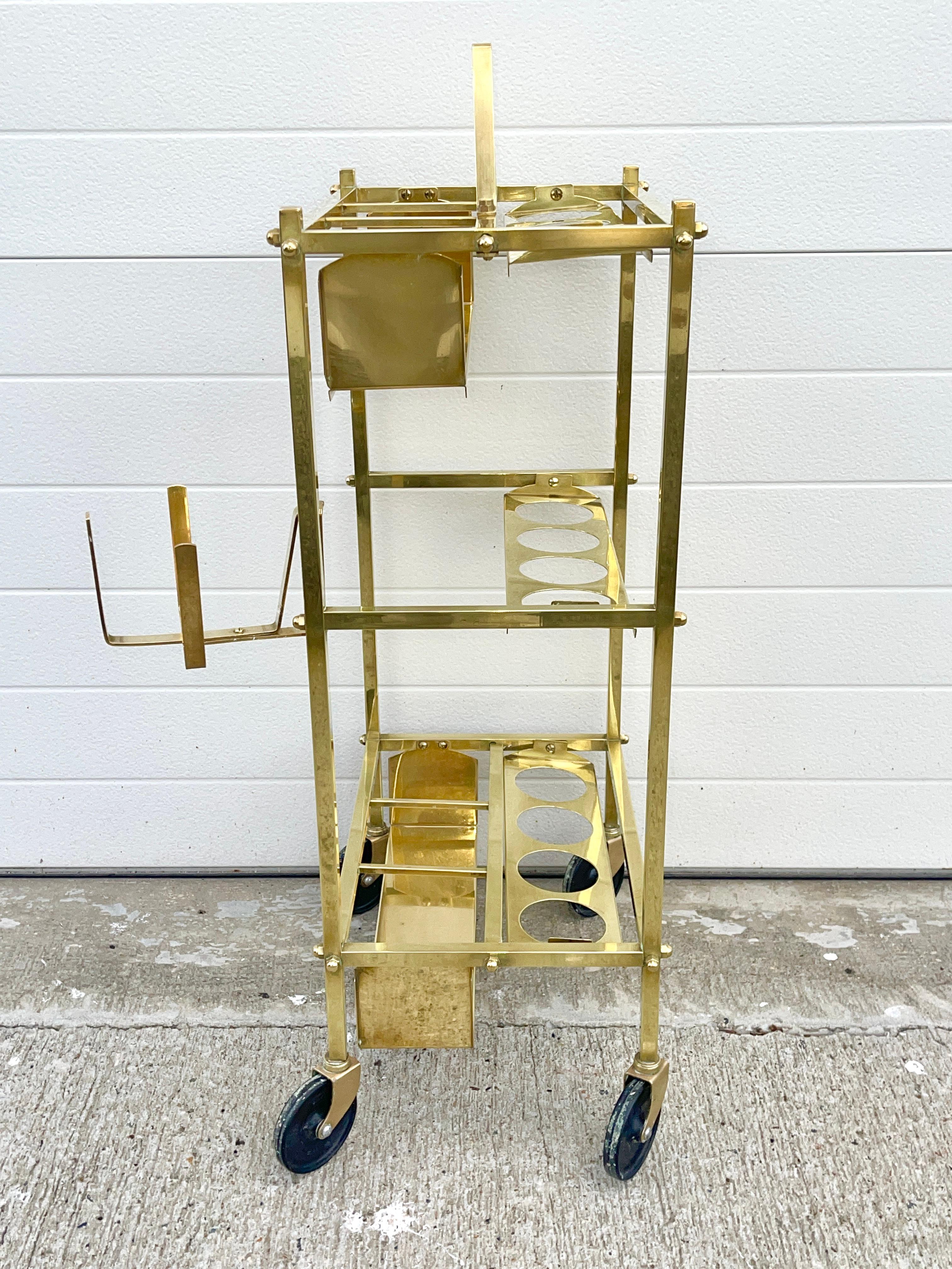 Carrito de bar italiano de latón Petite mediados del siglo XX en venta
