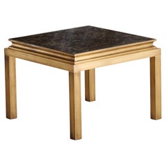 Petite Brass Side Table with Églomisé Mirror Top Attributed to Guy Lefevre