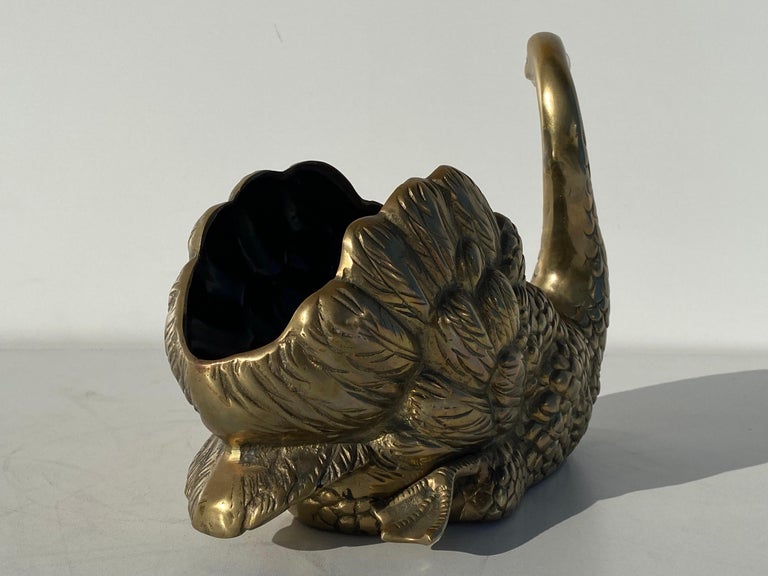 Pair of Large Brass Swan Planter Sulptures at 1stDibs  vintage brass swan  planter, brass swan planters, large brass swans