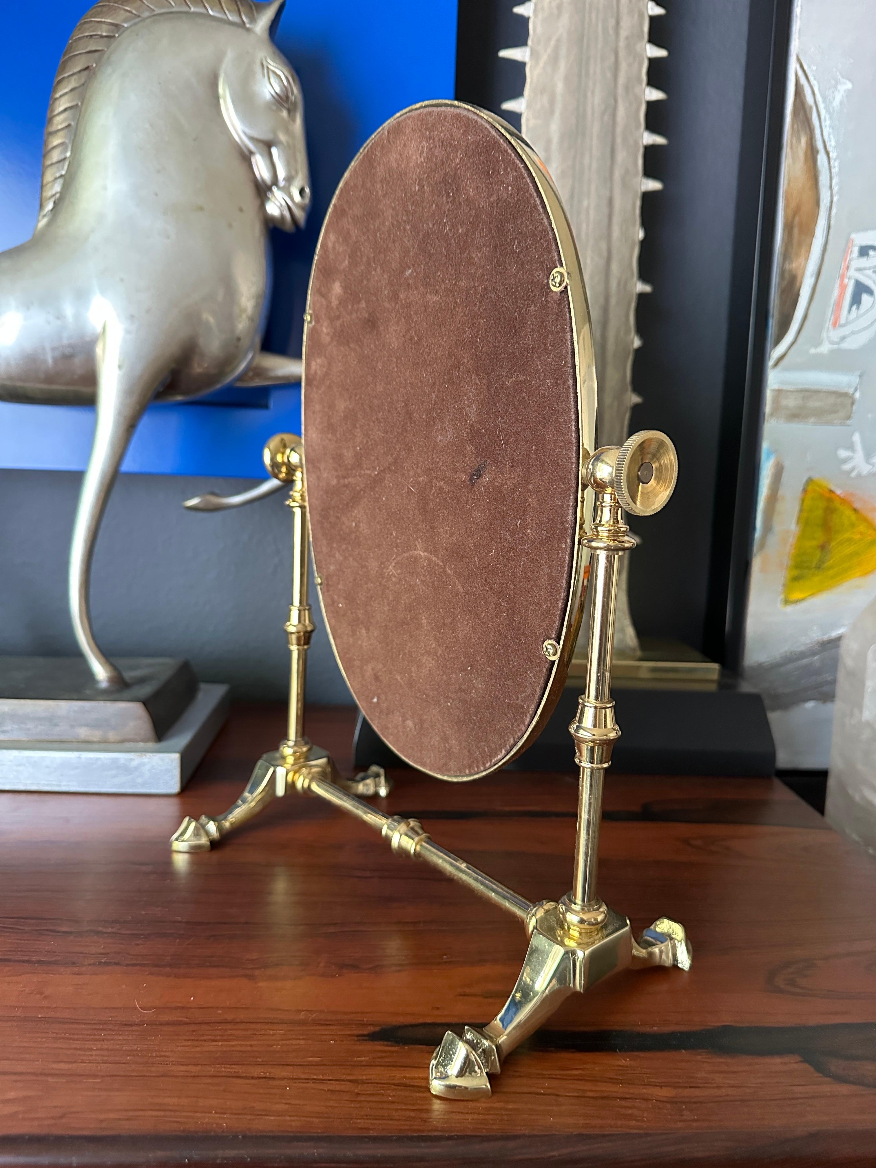 Polished Petite Brass Vanity Mirror  For Sale