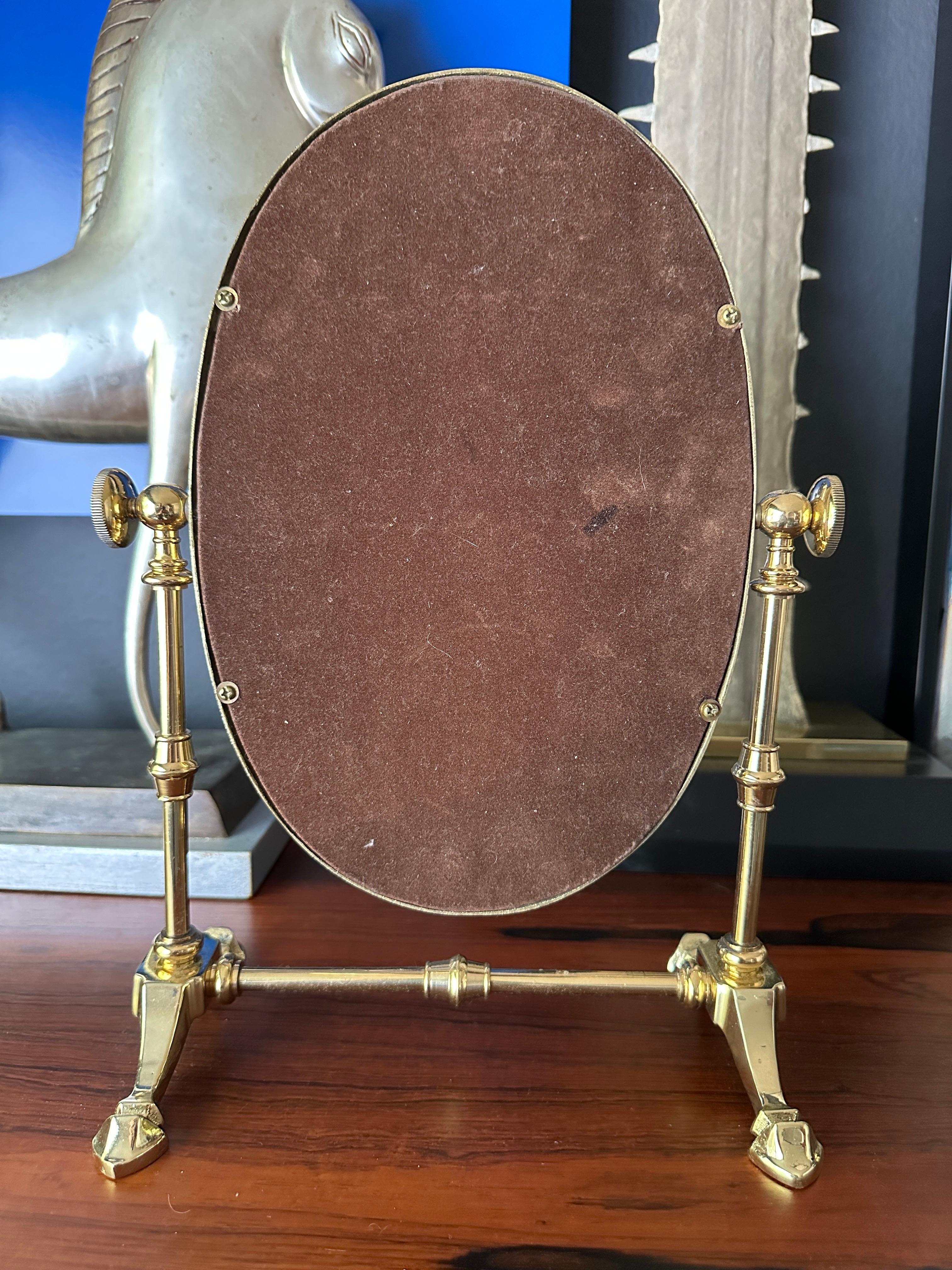 Petite Brass Vanity Mirror  In Good Condition For Sale In North Hollywood, CA
