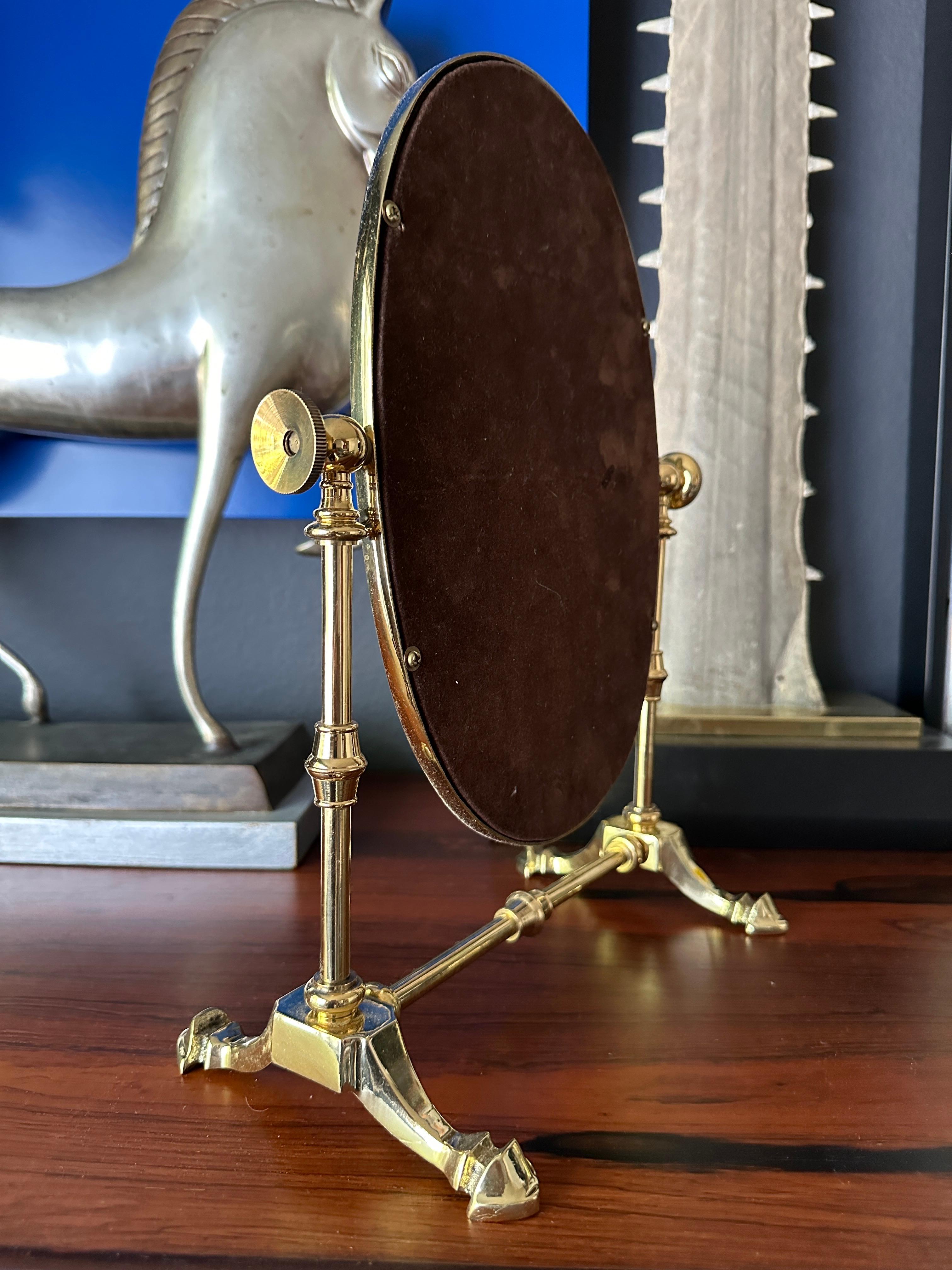 Petite Brass Vanity Mirror For Sale at 1stDibs | vintage brass vanity, brass vanity mirrors