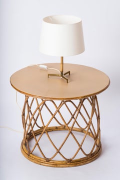 Petite Bronze & Bamboo Scandinavian Table Lamp - Scandinavia 1960's