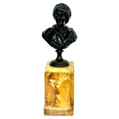 19th Century Petite Bronze Bust of Jean Jacques Rousseau on a Siena Marble