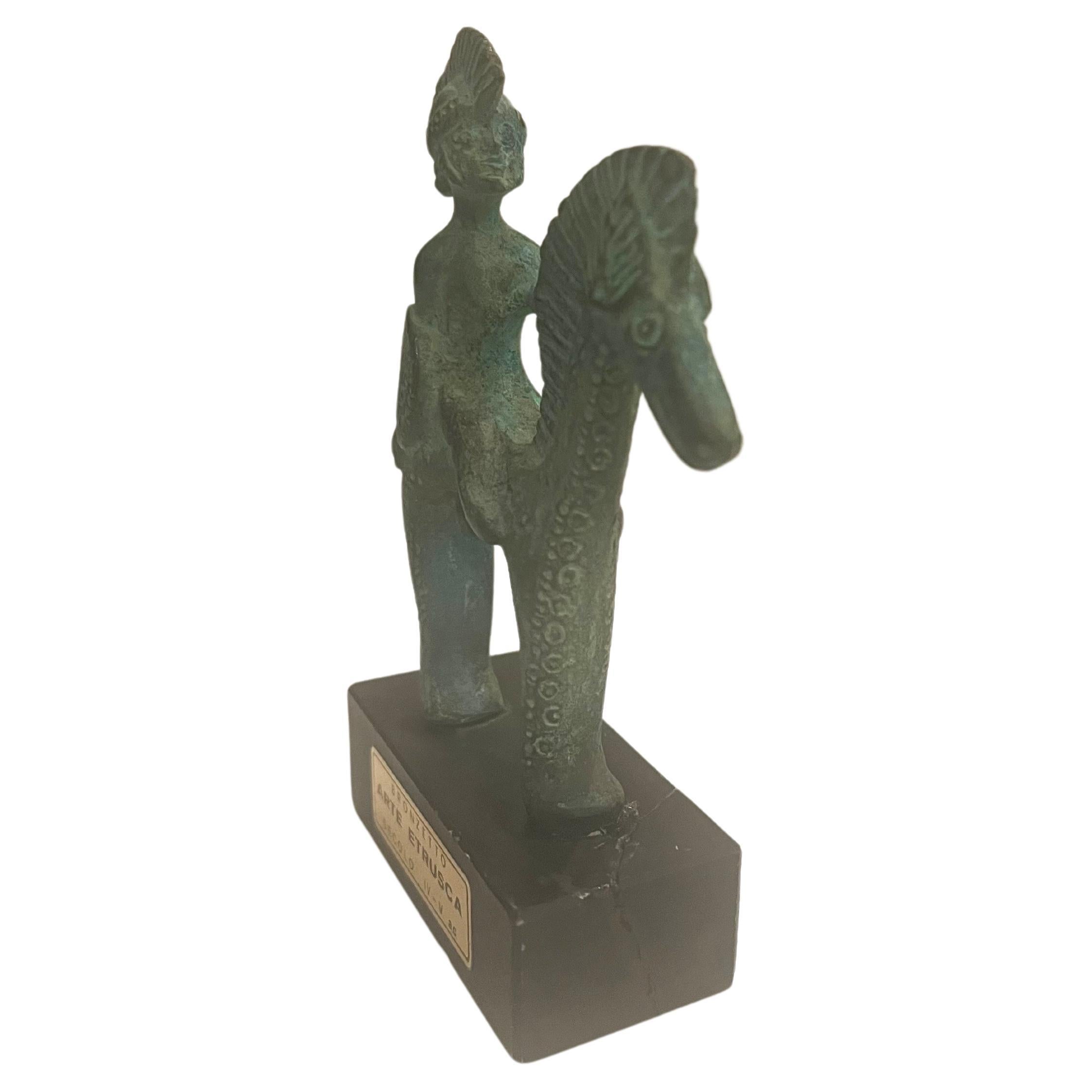 Classical Roman Petite Bronze Etruscan Reproduction Sculpture 1970s Italy For Sale